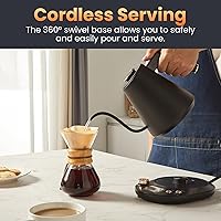 Vista 3 de Elite Gourmet EKT3001 - Hervidor de agua digital de 1 litro, interior de acero inoxidable 304, temperaturas programadas, función de mantener