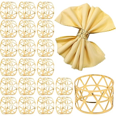 Elegant Hollow Out Gold Napkin Rings