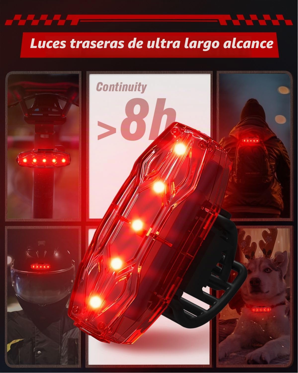 POSUGEAR Luz Bicicleta, USB Recargable Luces Bicicleta Delantera y Trasera, Ultraligera de Aluminio Luz Trasera Bicicleta Potente LED, IPX5 Luz Bici