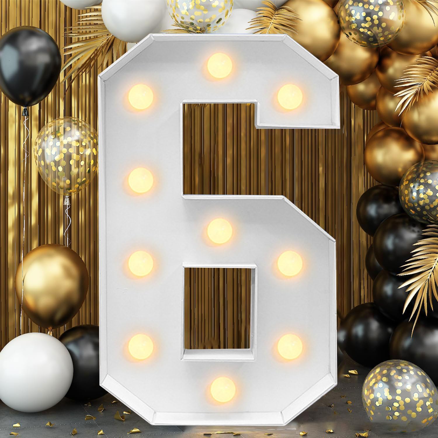 Light Up Number, Giant LED 0-9 Numbers Lights Marquee Light Up for Party Wedding Birthday New Year Anniversary, Number 6, 120cm-4ft