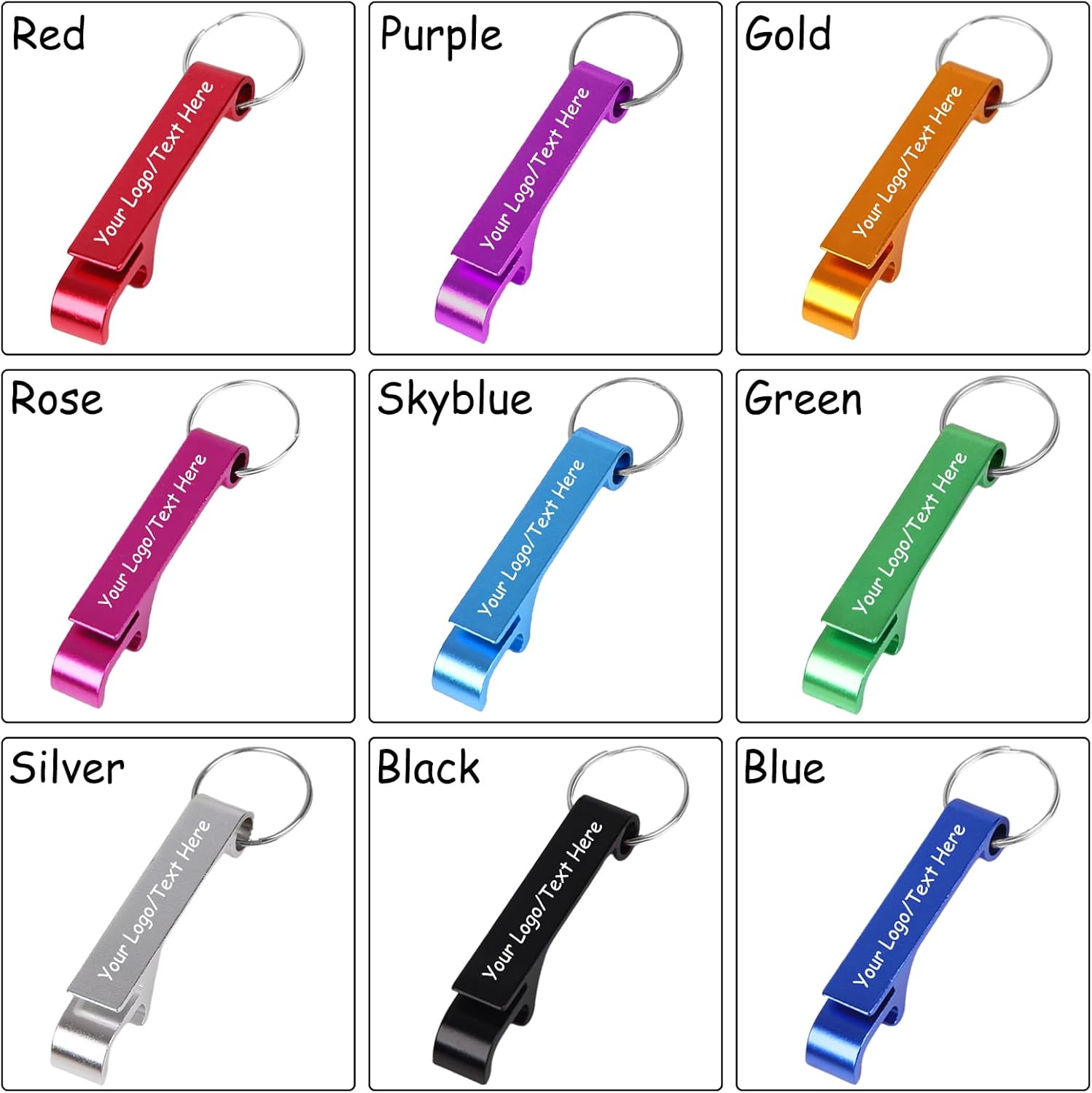 100pcs Personalized Custom Bottle Opener Keychain Bulk Wedding Favors with Engraved Logo Text Customized Beer Can Bottle Openers for Guests Party Graduation Father's Day Gifts