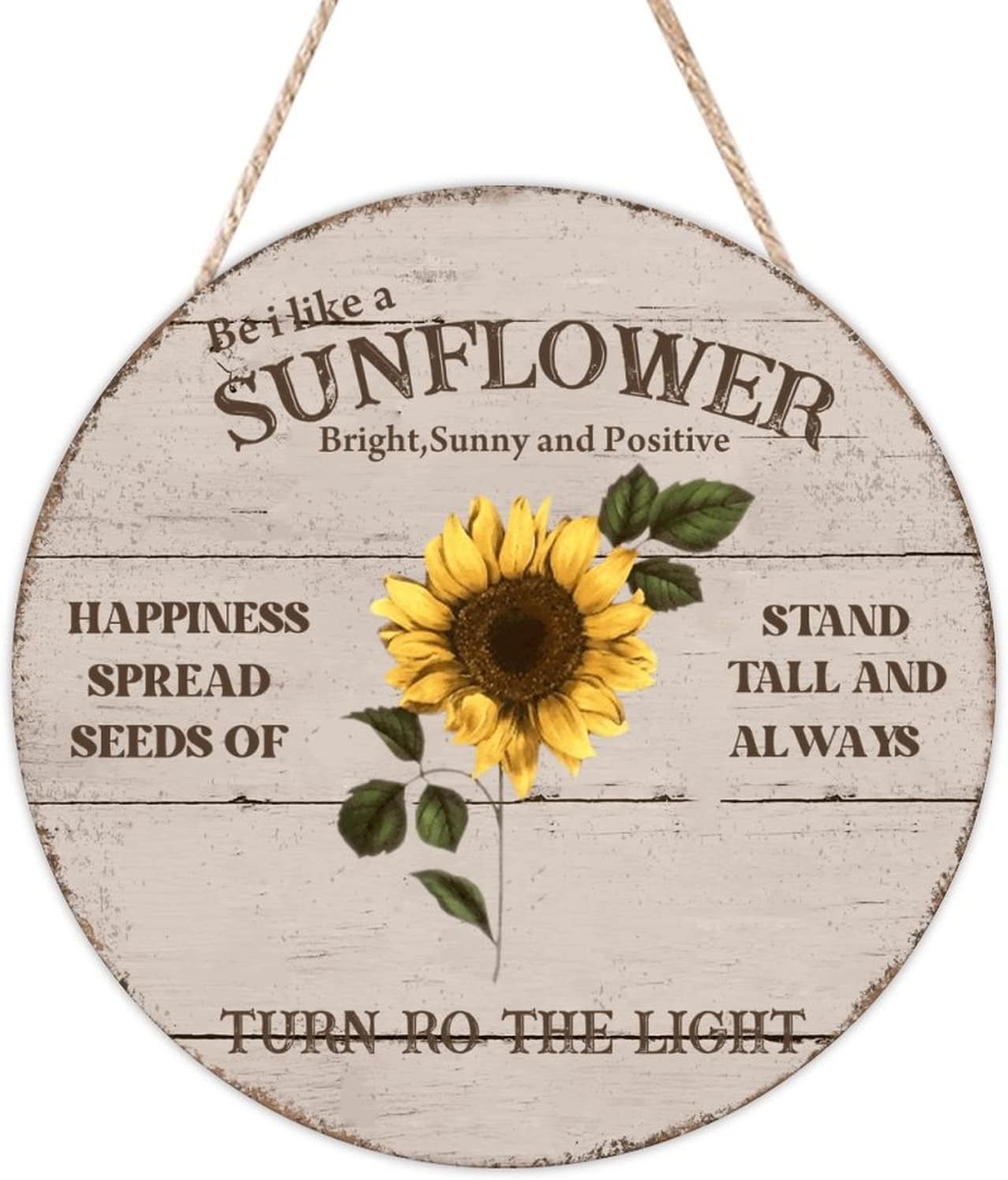 Always Wall Hanging Sign Plaque, Sunflower Wood Door Sign, Gold 16x16in Round Door Hanger Sign Decor for Outdoor Front Porch Farmhouse Housewarming Gifts