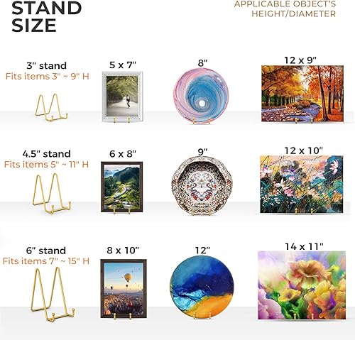 Miniatura 8 de TR-LIFE Soportes de platos para exhibición, soporte de placa de 6 pulgadas + soporte de marco de metal para imagen, plato decorativo, caballete de