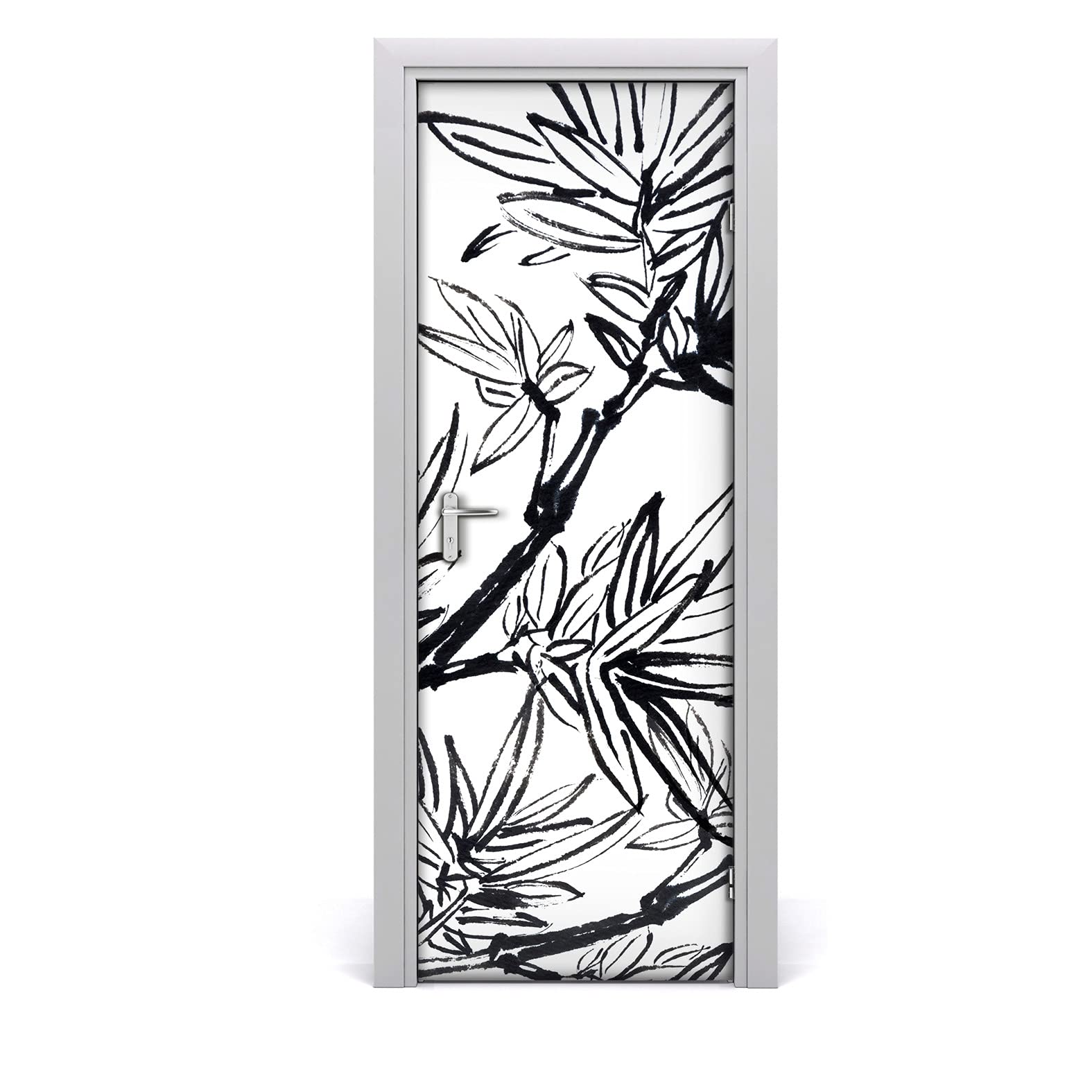 Papier peint sur la porte mural autocollant imperméable bambou