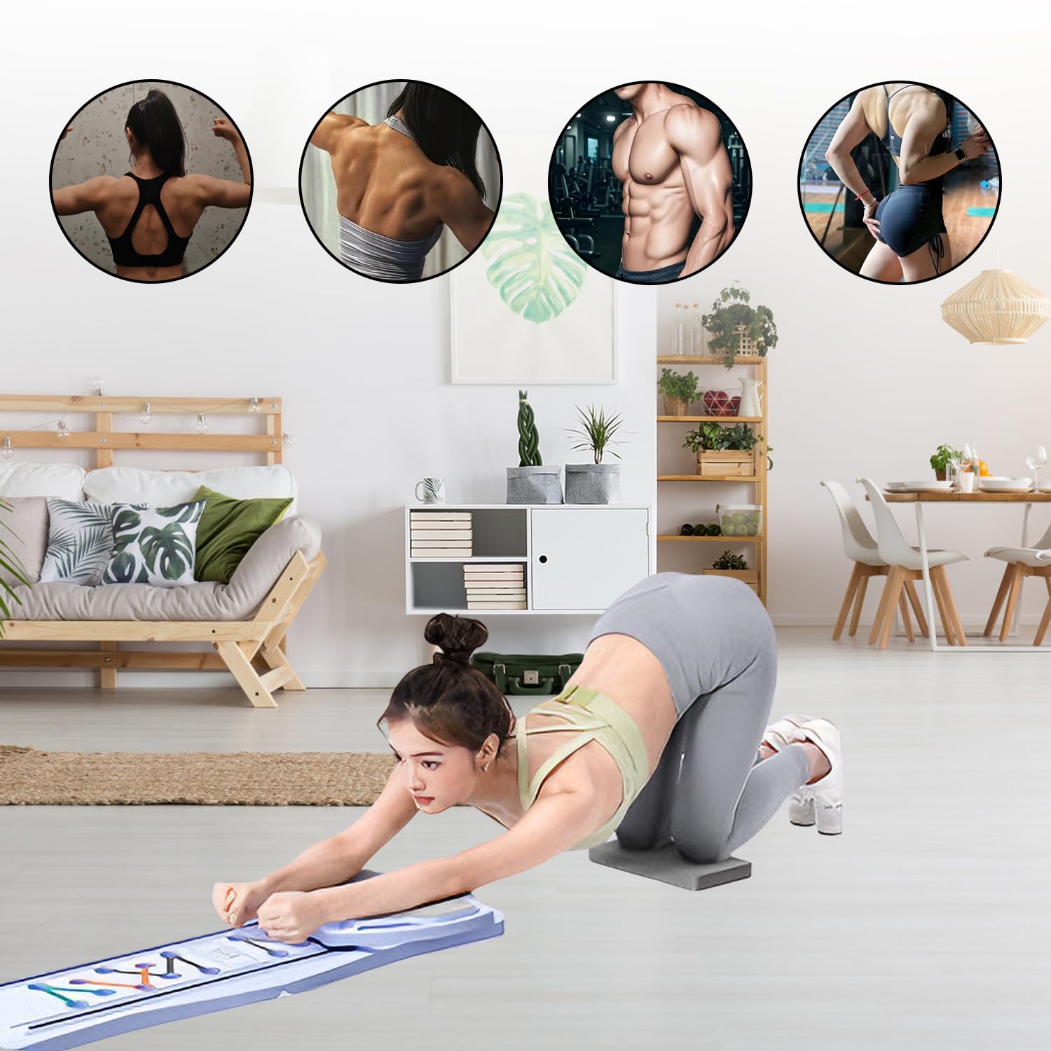 8 in1 mini Reformer Pilates, Reformer Pilates per Casa, Multifunzione Pieghevole Tavola Pilates per Casa, Automatic Rebound