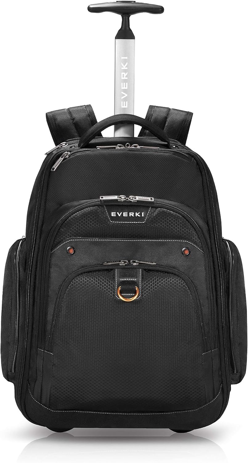 EVERKI Atlas Wheeled Laptop Backpack, 13-Inch to 17.3-Inch Adjustable Compartment, Business Professional (EKP122), Black