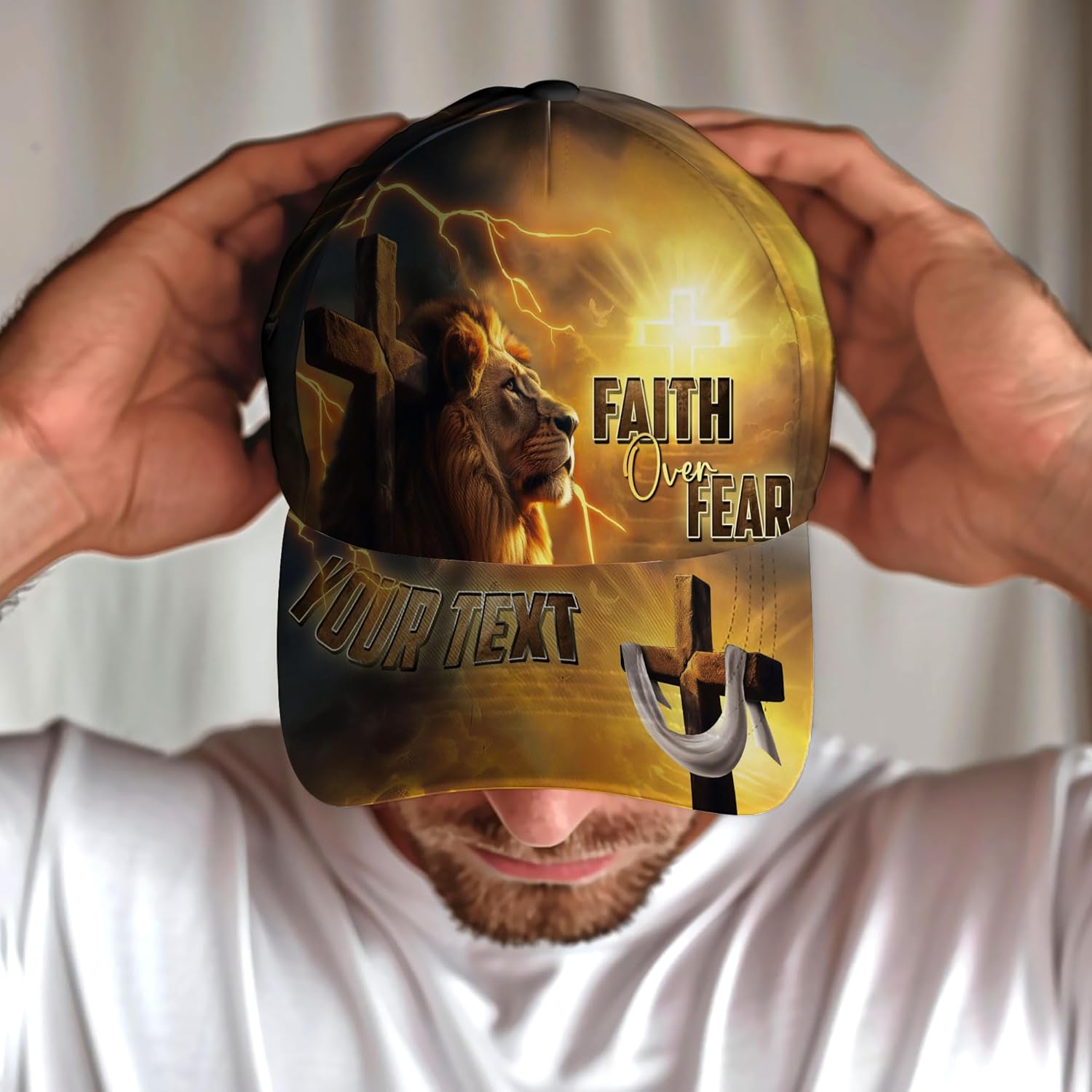 Custom Faith Over Fear Hats for Men Women, Customized Cross Hats, Christian Gifts for Men, Christian Hats, Jesus Hat