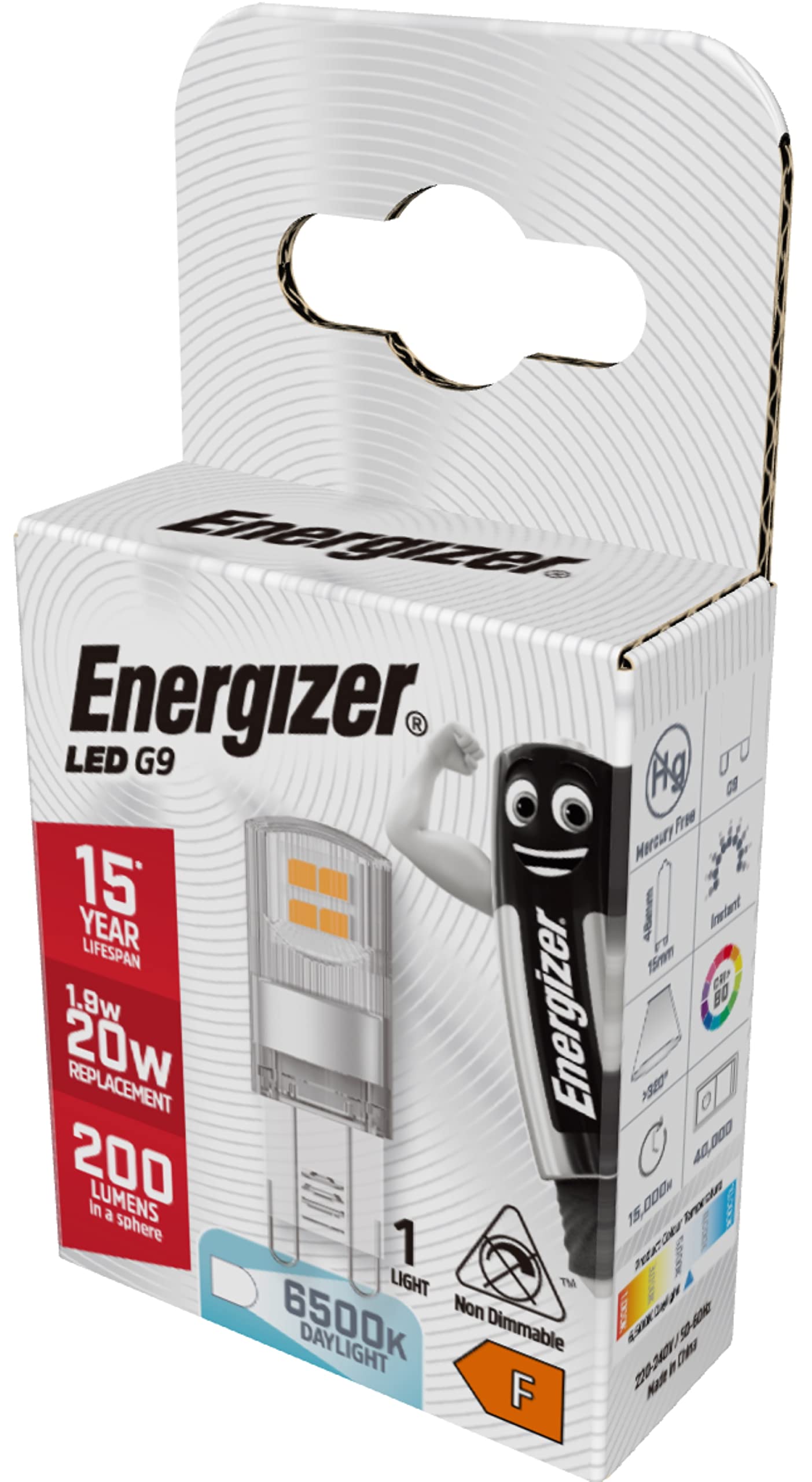 Energizer® White/Light S18749 Led G9 200 Lumens 1.8W 6500K S18749