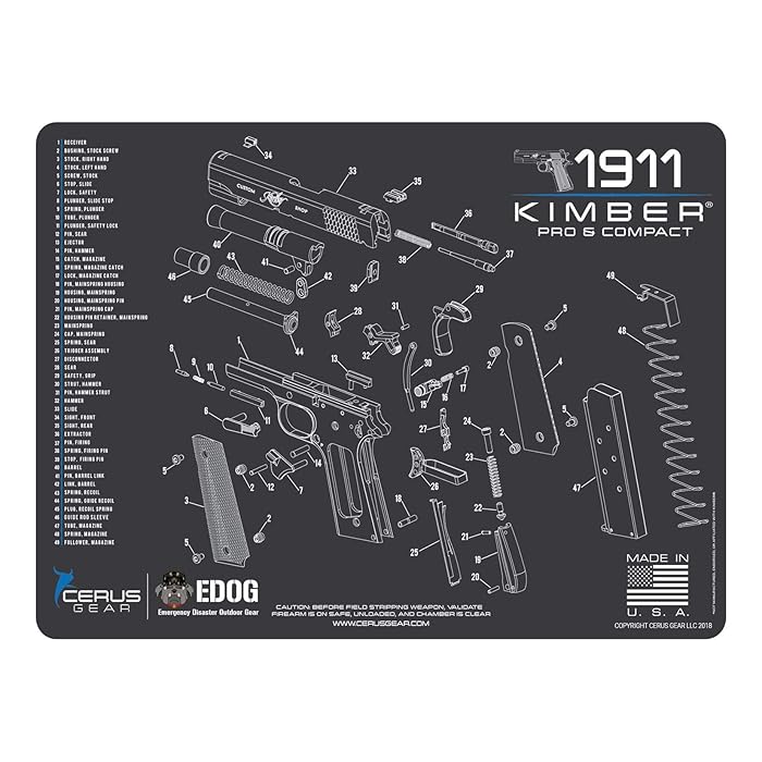 Buy EDOG Kimber Gun Cleaning Mat Schematic (Exploded View) Diagram