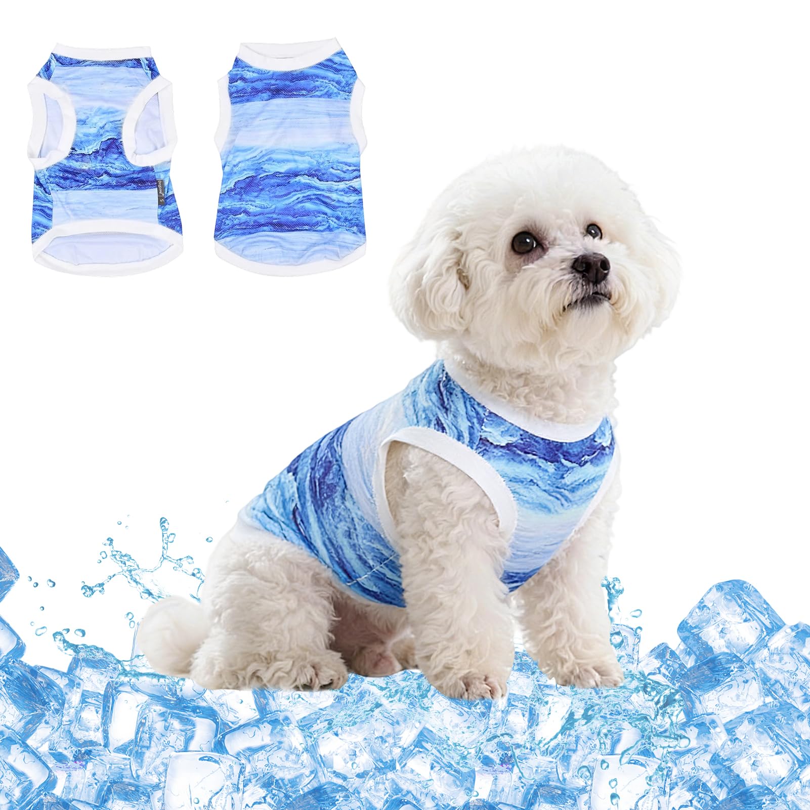 Gilet Rafraîchissant pour Chien, Respirant Manteau Rafraichissant Chien, Doux et Confortable Gilet de Refroidissement pour Chiens de Petite et Moyenne Taille (Bleu-M)