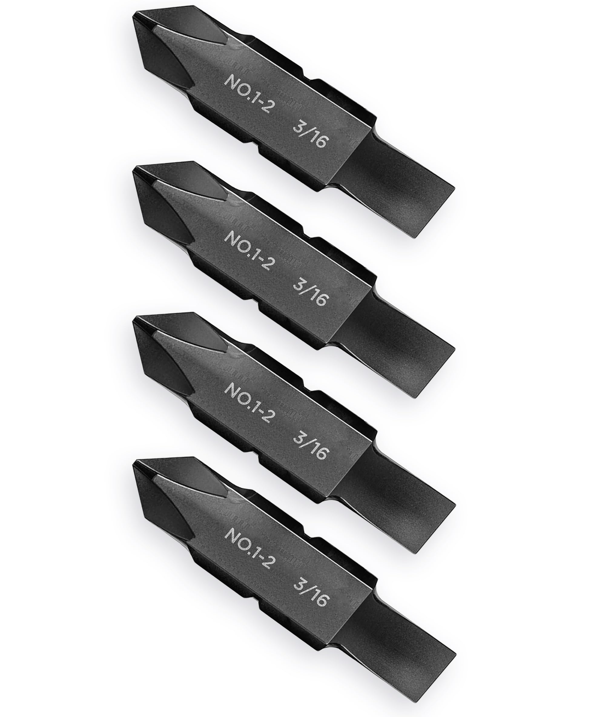 Galvanox #1-#2 Phillips & 3/16" Flat Replacement Double-Ended Flat Bits for Leatherman Multi-Tools (4 Pack)