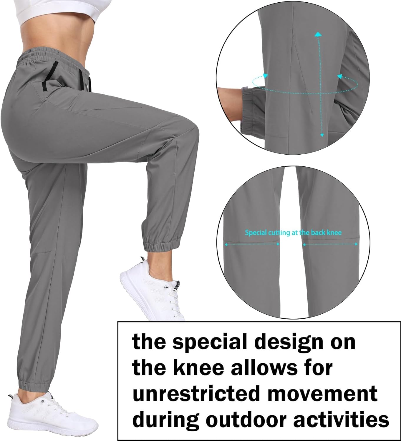 Womens Hiking Pants Water Resistant Quick Dry Sweatpants Elastic Waist UPF 50+ Cargo Lightweight Work Travel Casual - Image 7