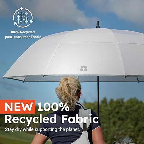 Miniatura 7 de Weatherman Paraguas Golf Lite - Paraguas deportivo resistente al viento y vientos de hasta 55 MPH (blanco)