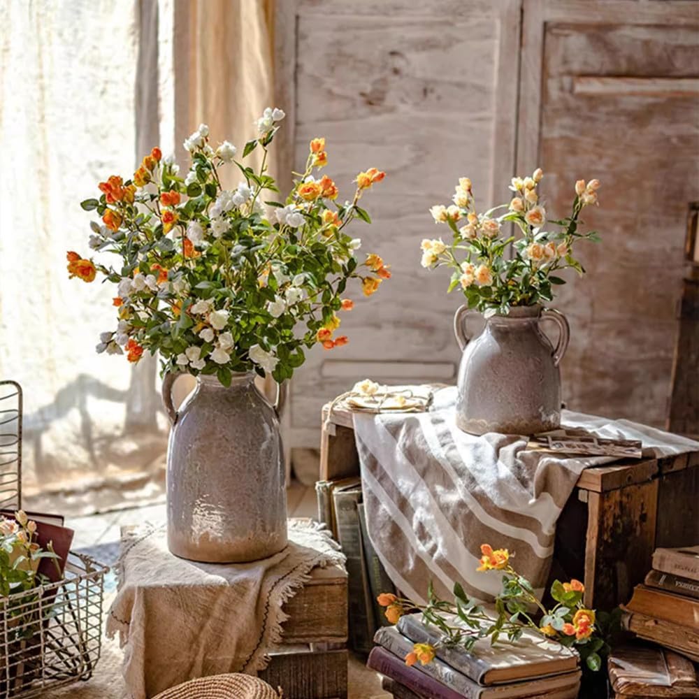 Melorca&Guilla Fake Flowers,6PCS 29" Artificial Rose for Vase, Long Stems Champagne Artificial Flowers Faux Flower Arrangements for Shop Garden Office Home Décor (6, Champagne Rose) - Image 6