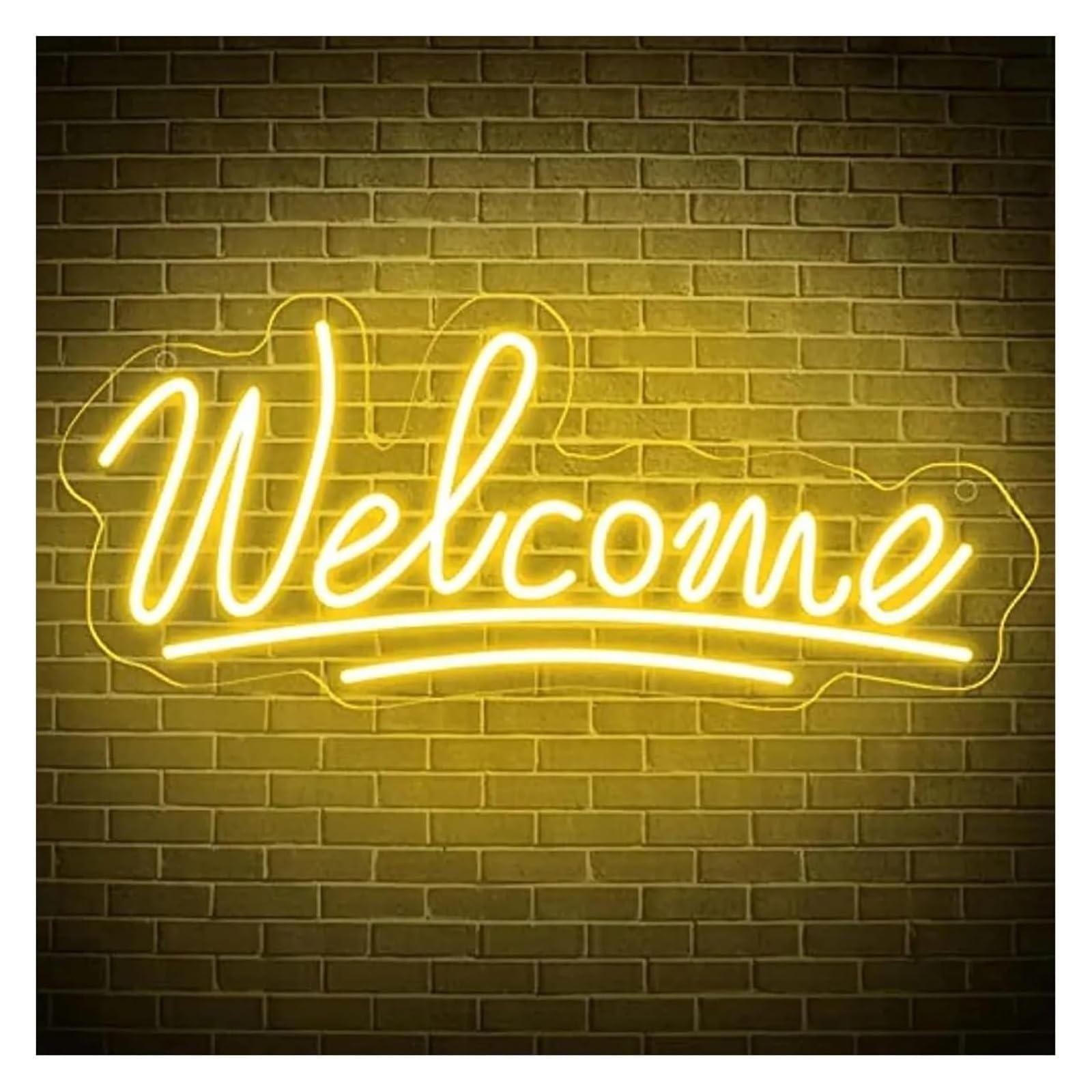 Lettere colorate, illuminazione interna, insegna al neon, benvenuto, bar