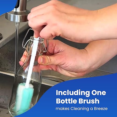 Miniatura 6 de AYL Botella de vidrio abatible 9 onzas líquidas Paquete de 8 - Botella de vidrio con tapa abatible para kombucha, kéfir, refrescos, cerveza, jugo,