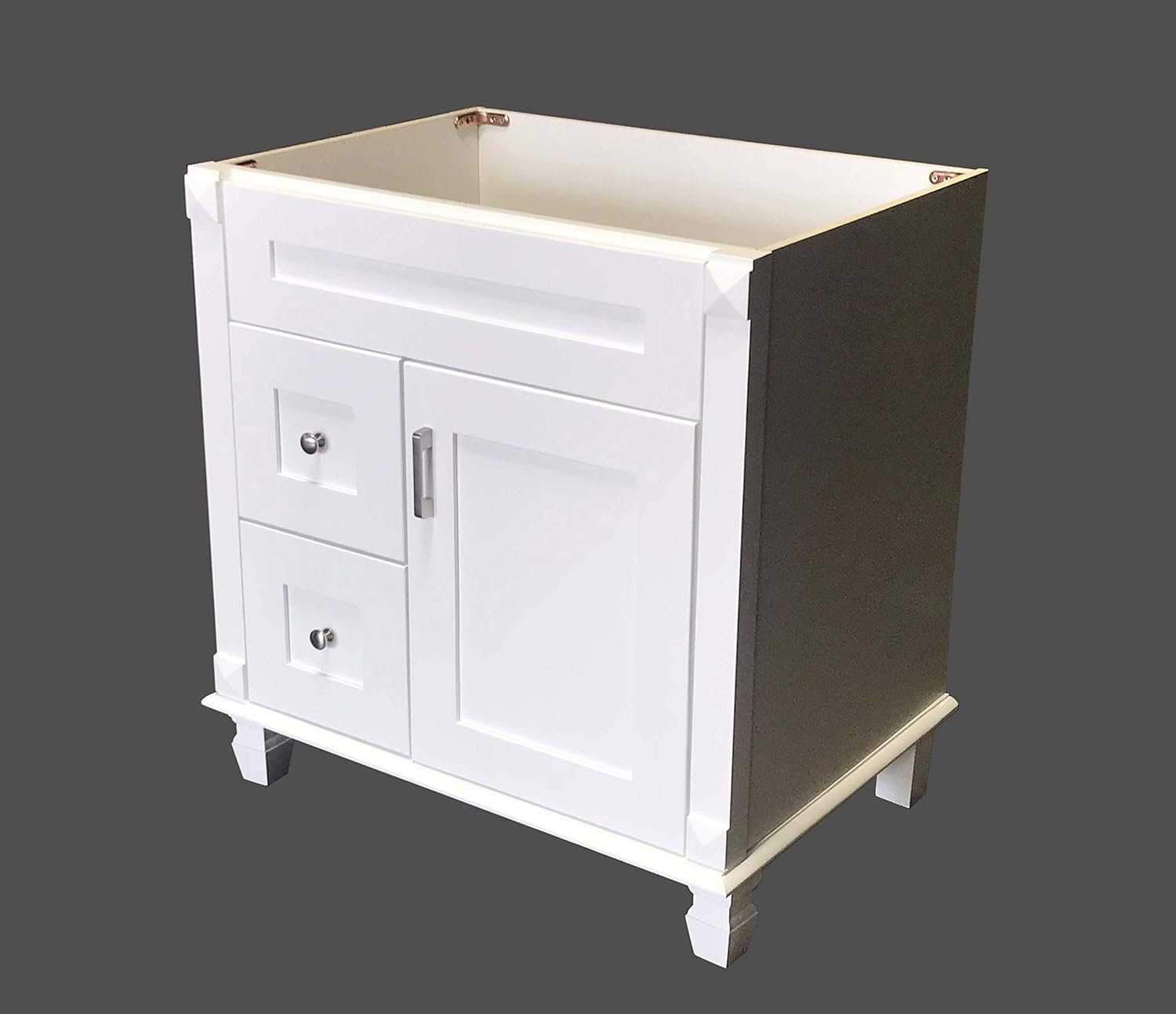 White Shaker solid wood Single Bathroom Vanity Base Cabinet 30" W x 21"D x 32" H (Left Drawers)