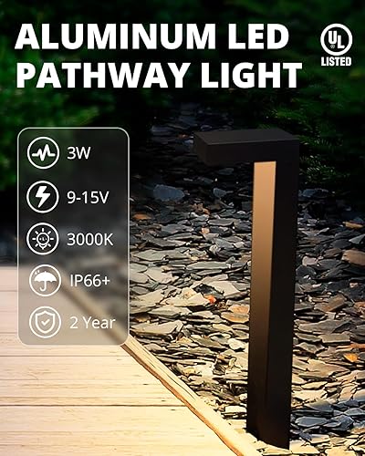 Miniatura 9 de GKOLED Paquete de 4 lámparas de camino de paisaje de bajo voltaje, 9-15 V CA CC iluminación de pasarela al aire libre con control de aplicación,