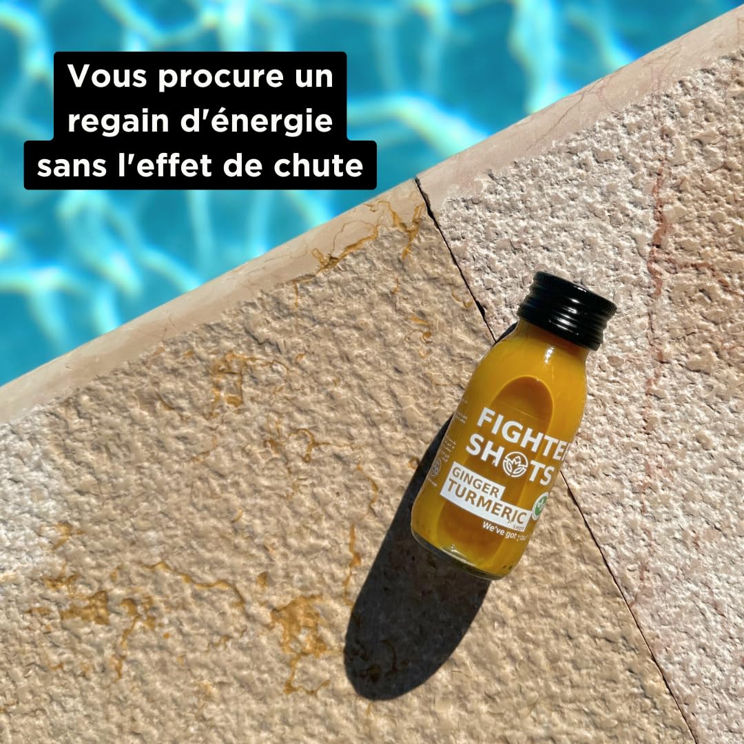 Fighter Shots Gingembre + Curcuma (12x60ml) | 100% Naturel | Parfait pour Vous Donner un Coup de Boost | Sans Conservateurs | Shots de Curcuma Frais et Savoureux