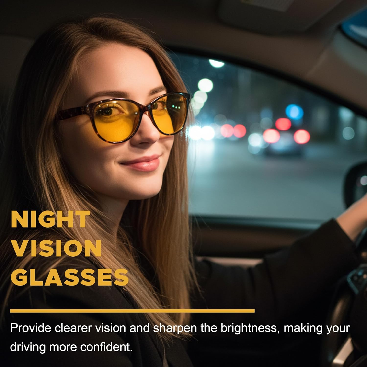 LVIOE Night Vision Glasses for Driving Women Men Yellow Glasses for Night Driving Anti Glare Polarized N8091 - Image 2