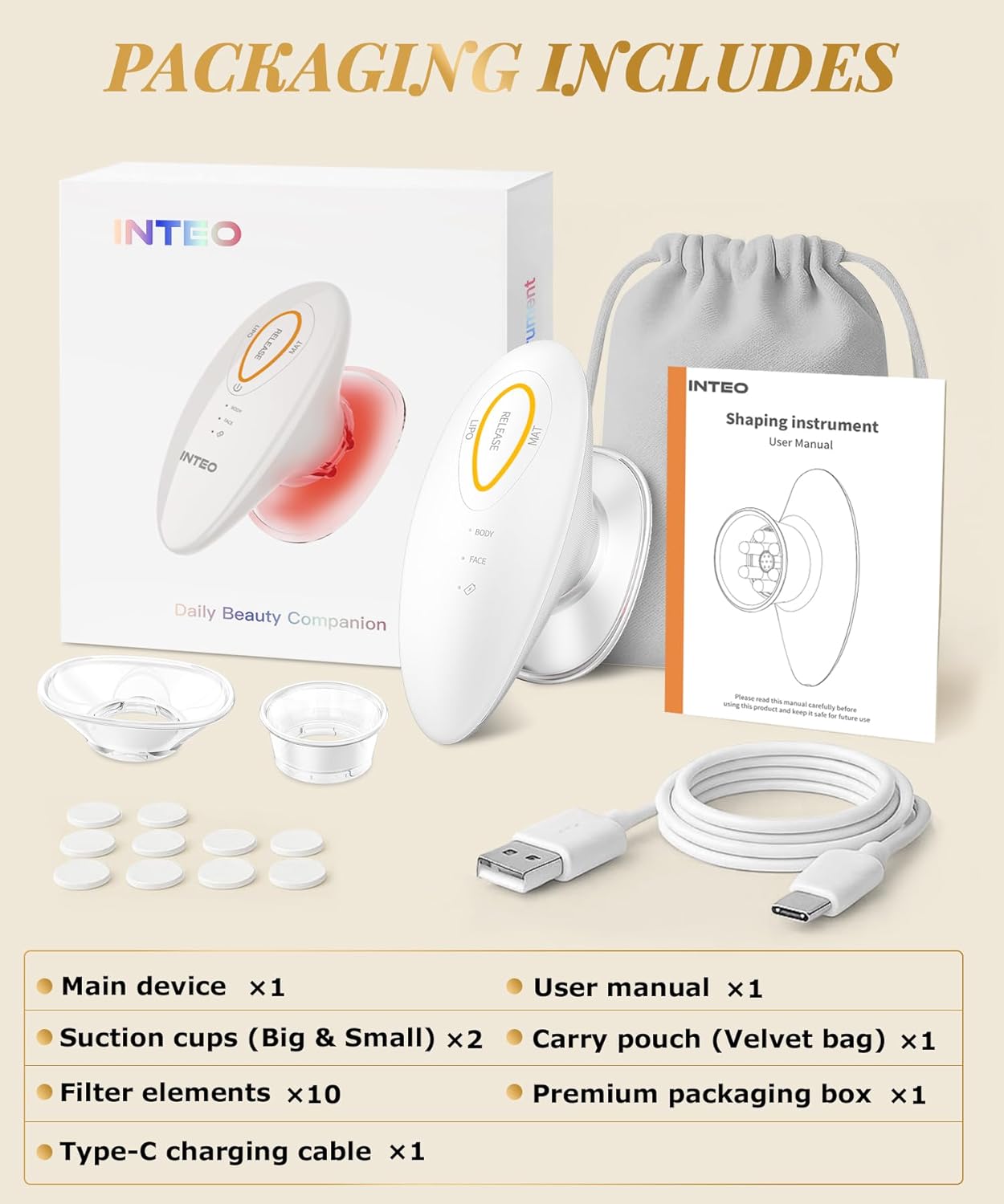 INTEO 3 in 1 Face & Body Sculpting Machine – Rechargeable Beauty Device for Body Contouring, Cellulite Massager Tool with Red Light Therapy for Home Spa or Travel Self-Care - Image 6
