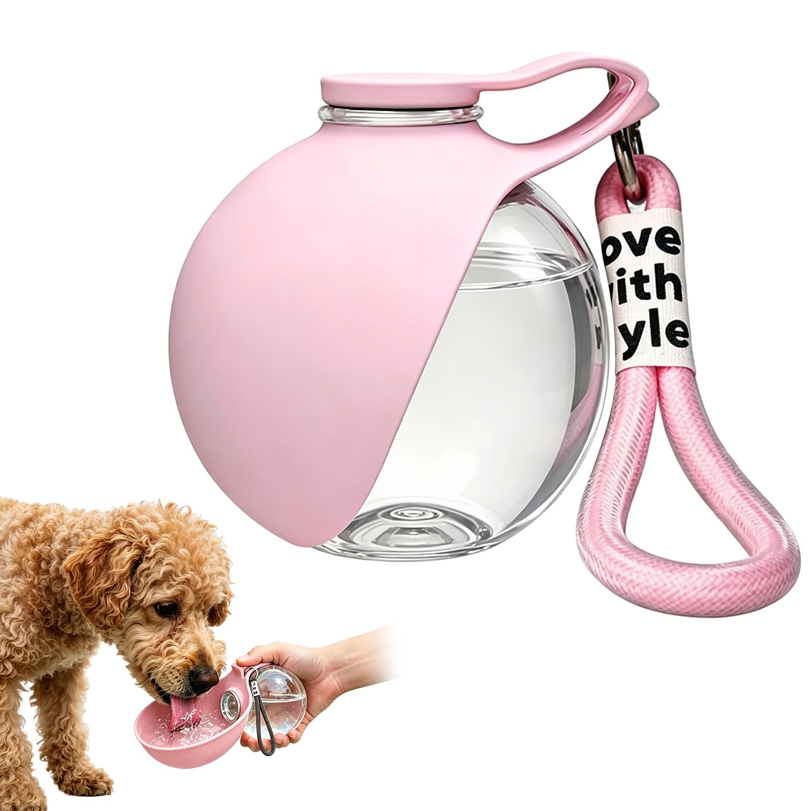 Viilich 2-in-1 Portable Dog Water Bottle for Travel, Foldable Silicone Bowl and Dog Travel Water Bottle, 10oz/285ml Leak-Proof Pet Drink Dispenser for Walking, Road Trips and Hiking