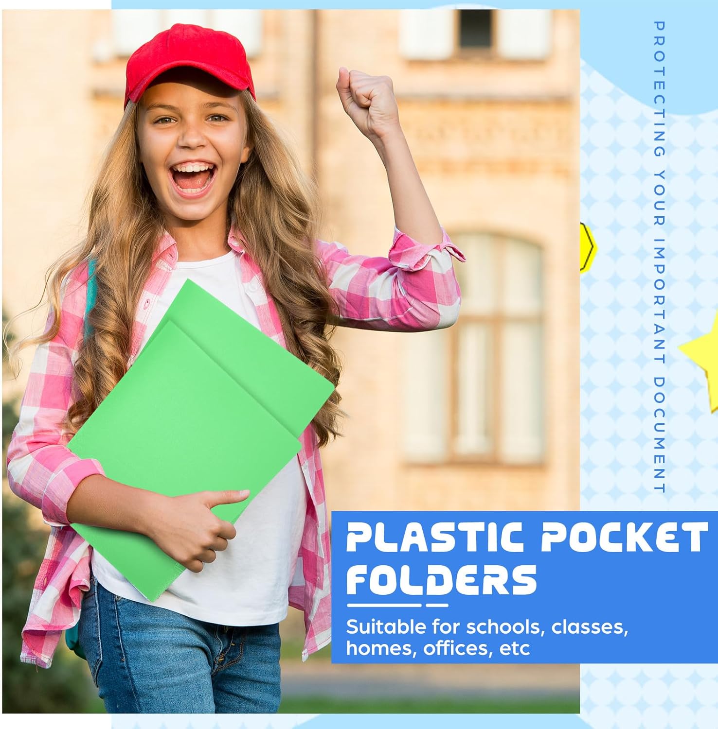 24 Pcs Green Heavy Duty Plastic Folders 2 Pocket File Folder Fit Letter Size for Home Office School Communication Presentation Report Sheet Protectors (Green)