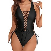 Holipick Women Sexy One Piece Swimsuit One Shoulder Bathing Suit Lace Up Swimwear Monokini
