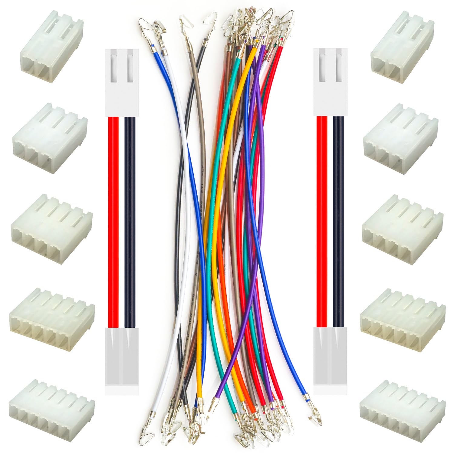 Tcenofoxy KK 156 Pre-Crimped Cable Compatible with Molex KK 3.96mm, 20AWG UL1007 PVC Cable 10 Colors, 25cm with 2P 3P 4P 5P 6P 7P 8P 9P 10P Connector