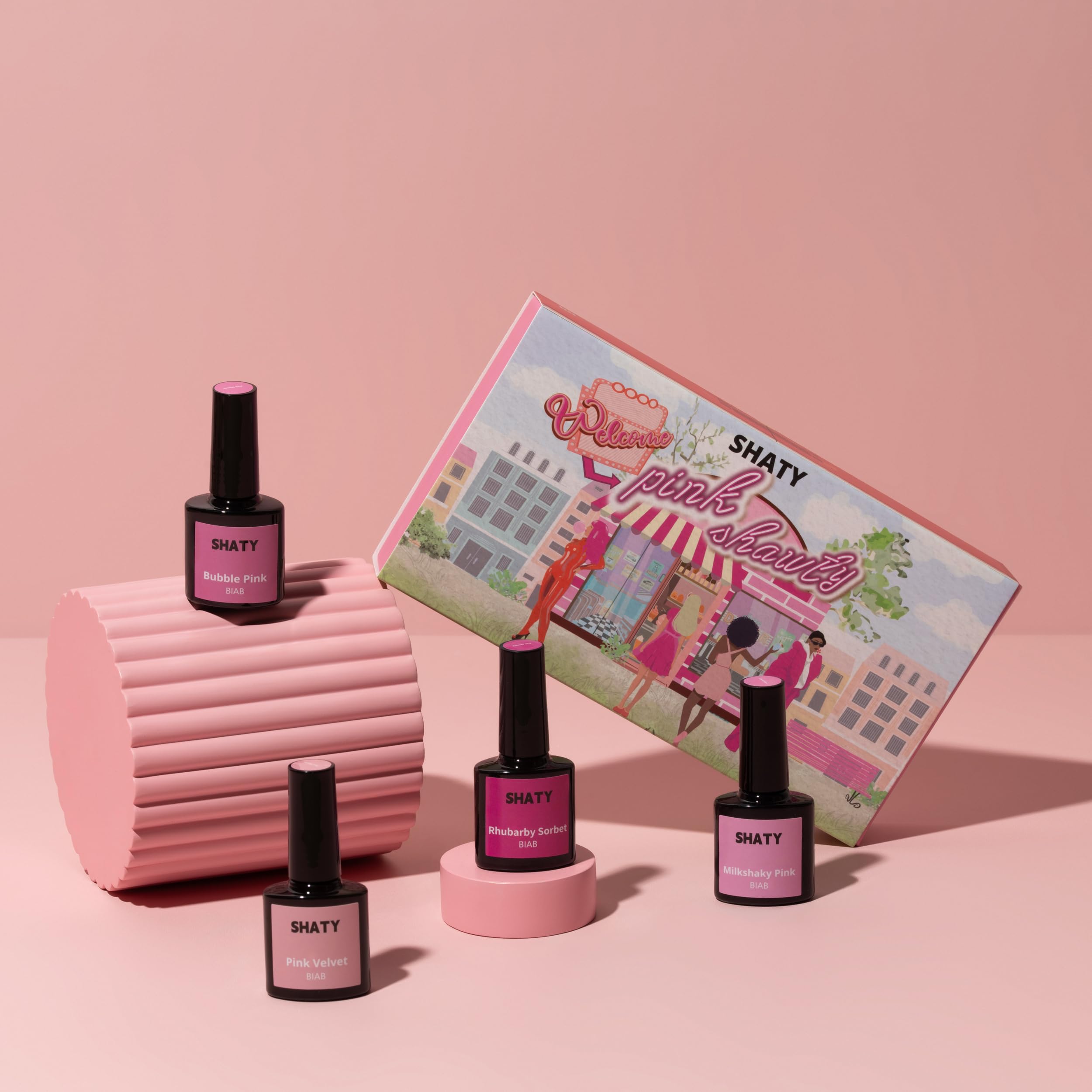 SHATY® BIAB zestaw startowy – Pink Shawty – Builder In A Bottle – BIAB lakier do paznokci – zestaw BIAB – zmywacz do paznokci, lampa 36 W i wideo z instruktiami