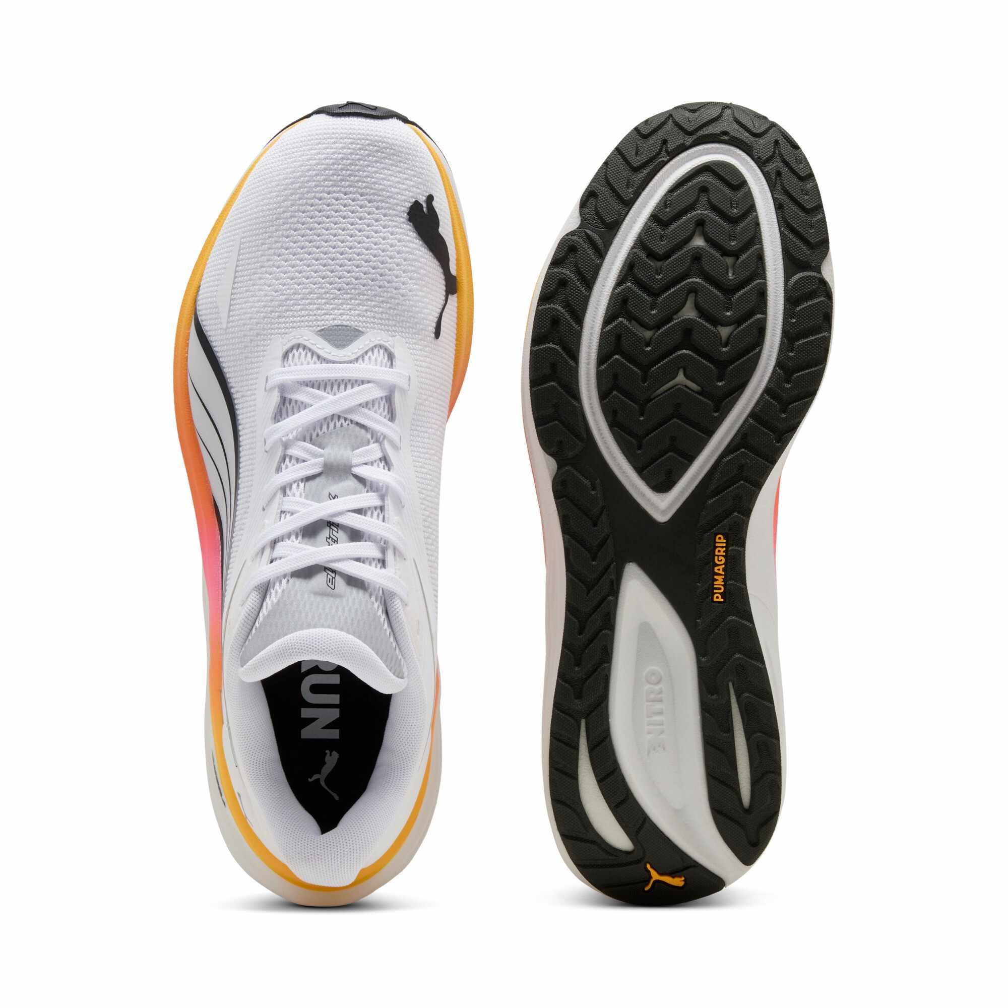 PUMA Męskie buty do biegania drogowego Electrify Nitro 4, biały-Poison Pink-Sun Stream, 45 EU, Puma Biała trucizna różowy strumień słońca, 45 EU