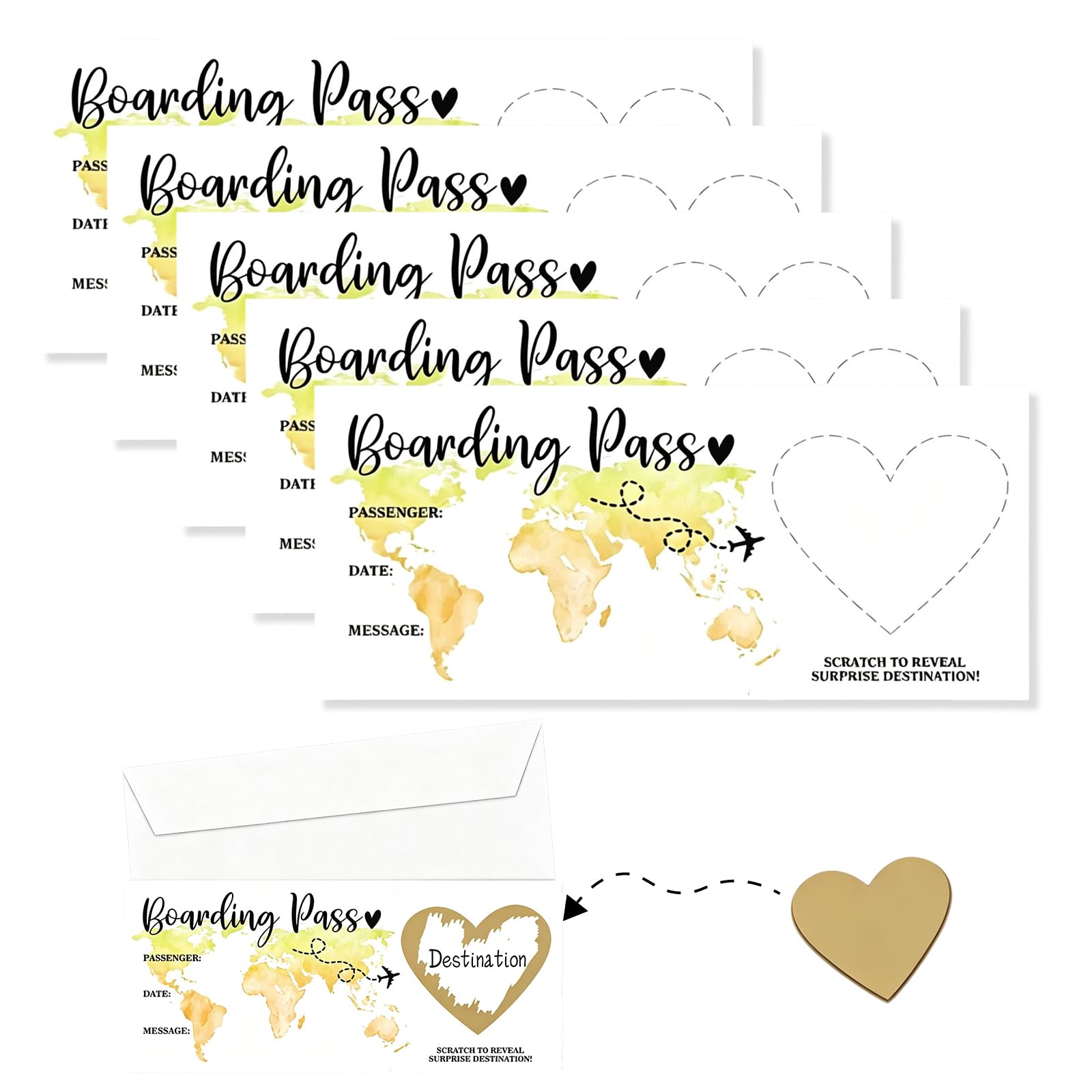 5Pcs Boarding Pass Scratch Card for Surprise Trip Reveal Gift