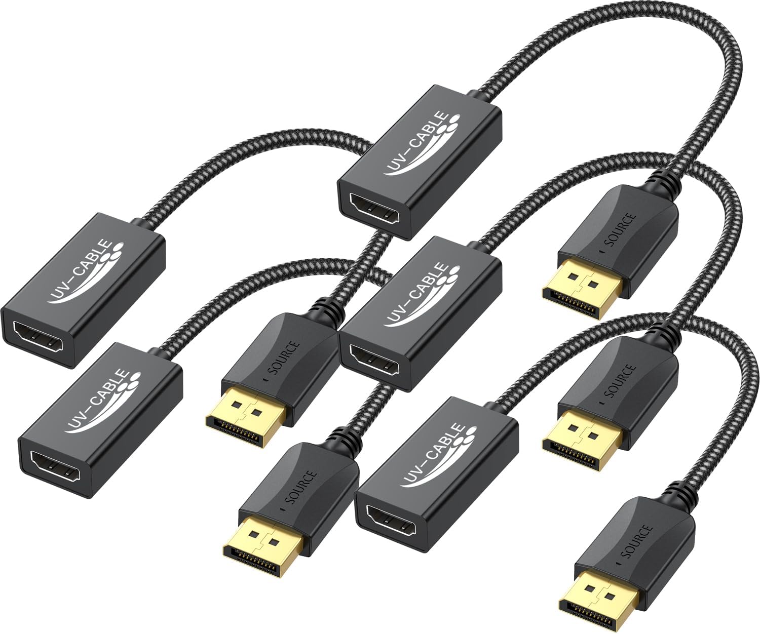 DisplayPort to HDMI Adapter 4K, 5-Pack, Display Port DP to HDMI Adapter Cable Male to Female Compatible with Computer, Monitor, TV, Projector (5, Black)