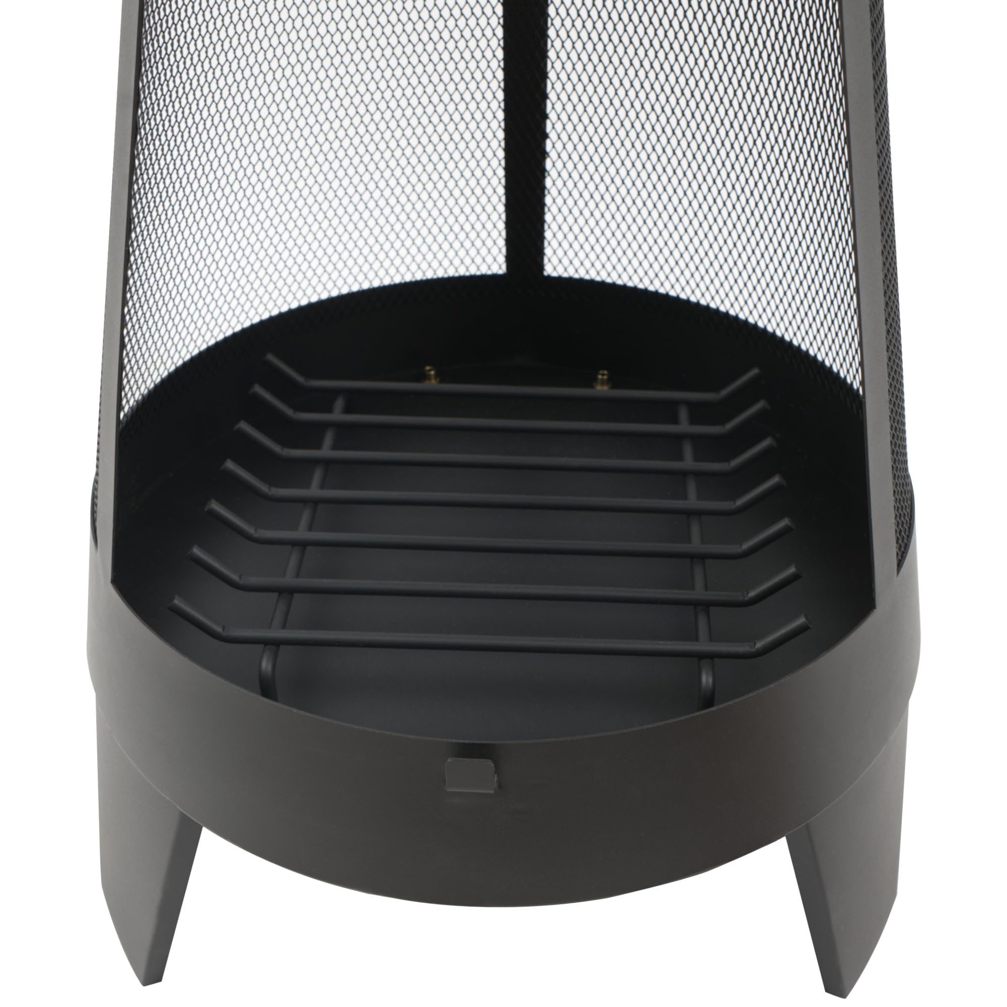 BBQ-Toro Terrassenofen mit Funkenschutz, Feuerrost und Schürhaken | 35,5 x 35 x 112 cm | Stahl Gartenkamin, Outdoor Gartenofen, Feuerkorb | Holzofen Wärmequelle, Feuerstelle mit 3 Standfüßen