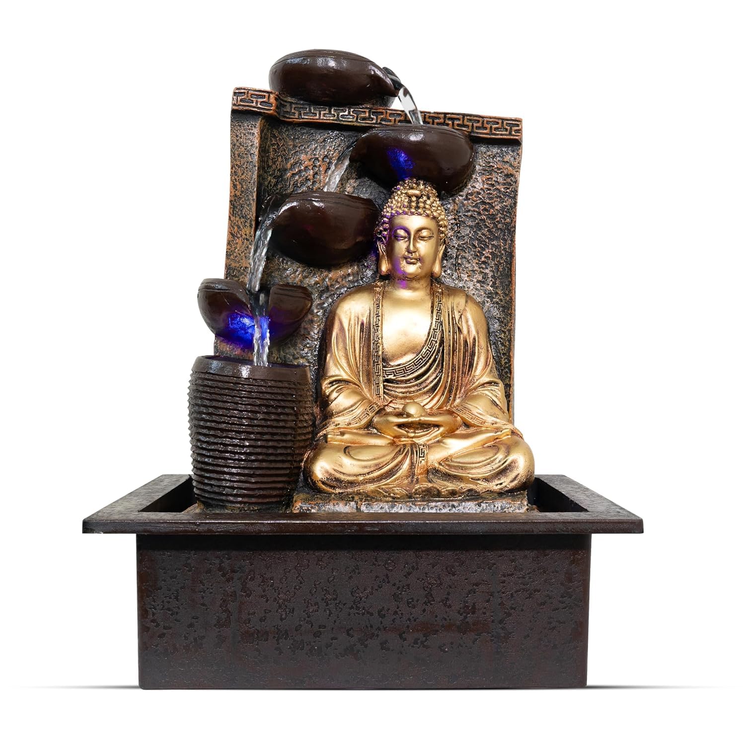 Tabletop Buddha Water Fountain for Home Decor with LED – Indoor Meditation Waterfall Fountain, Buddha Idol Zen Decor for Living Room, Office & Pooja Room-image-33