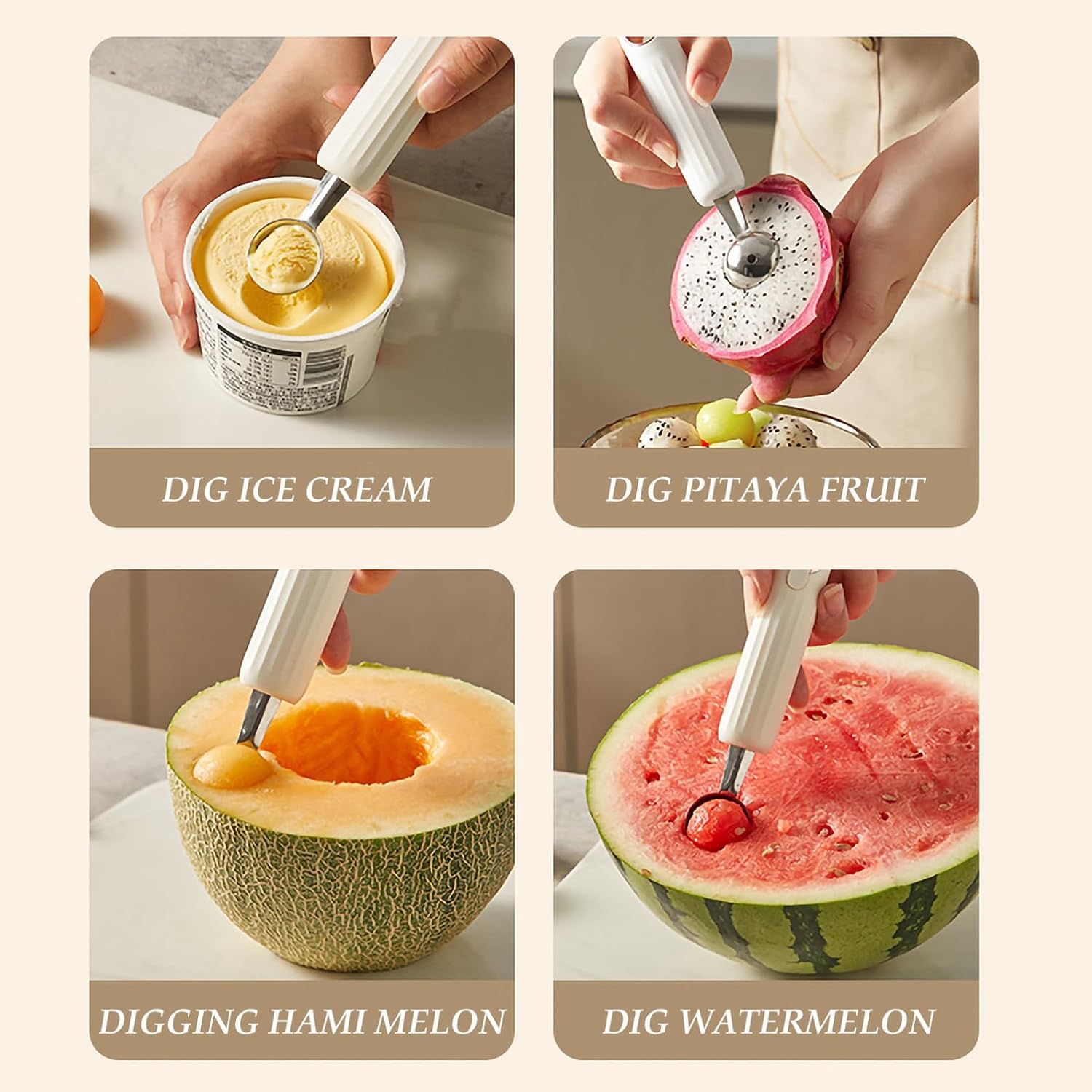 Stainless Steel Melon Ball Maker Scoop with Comfortable Grip Handle