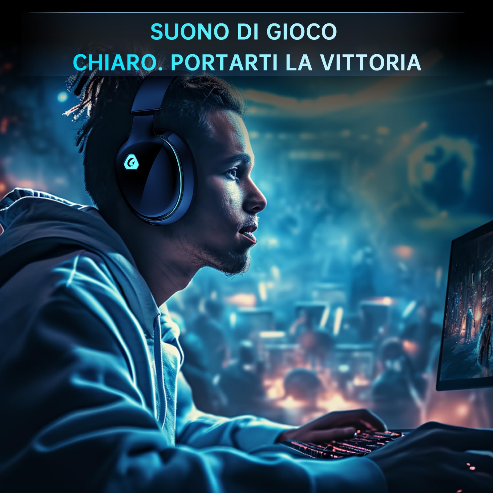 Gvyugke Cuffie da gioco wireless da 2,4 GHz per PC, PS5, Mac, Switch, cuffie wireless Bluetooth con microfono rimovibile con cancellazione del rumore, modalità cavo da 3,5 mm per la serie Xbox