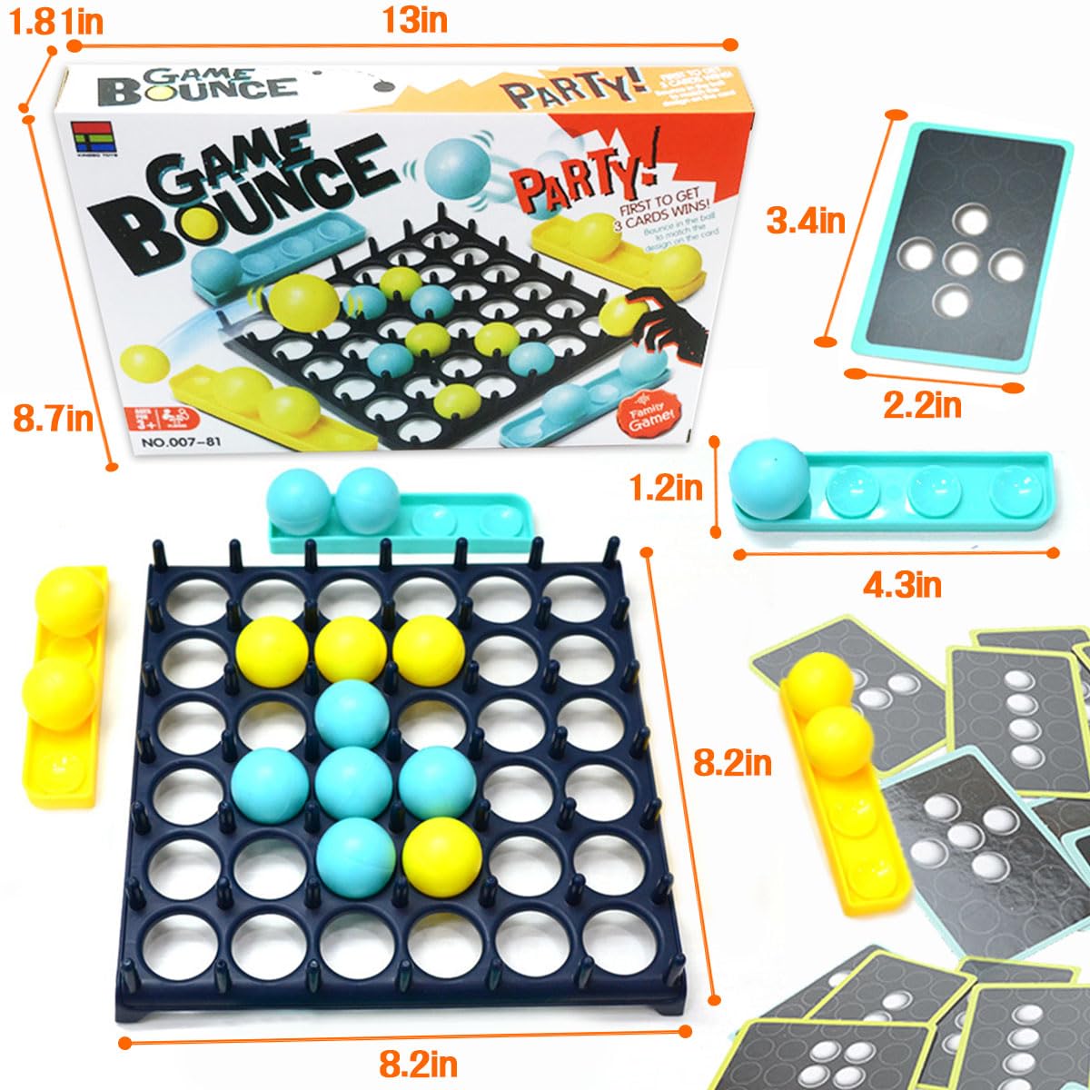 Bounce Off Spiel Für Kinder – Hüpfball-Spiel Mit 16 Bällen, 9 Karten, Brettspiel Für Die Ganze Familie