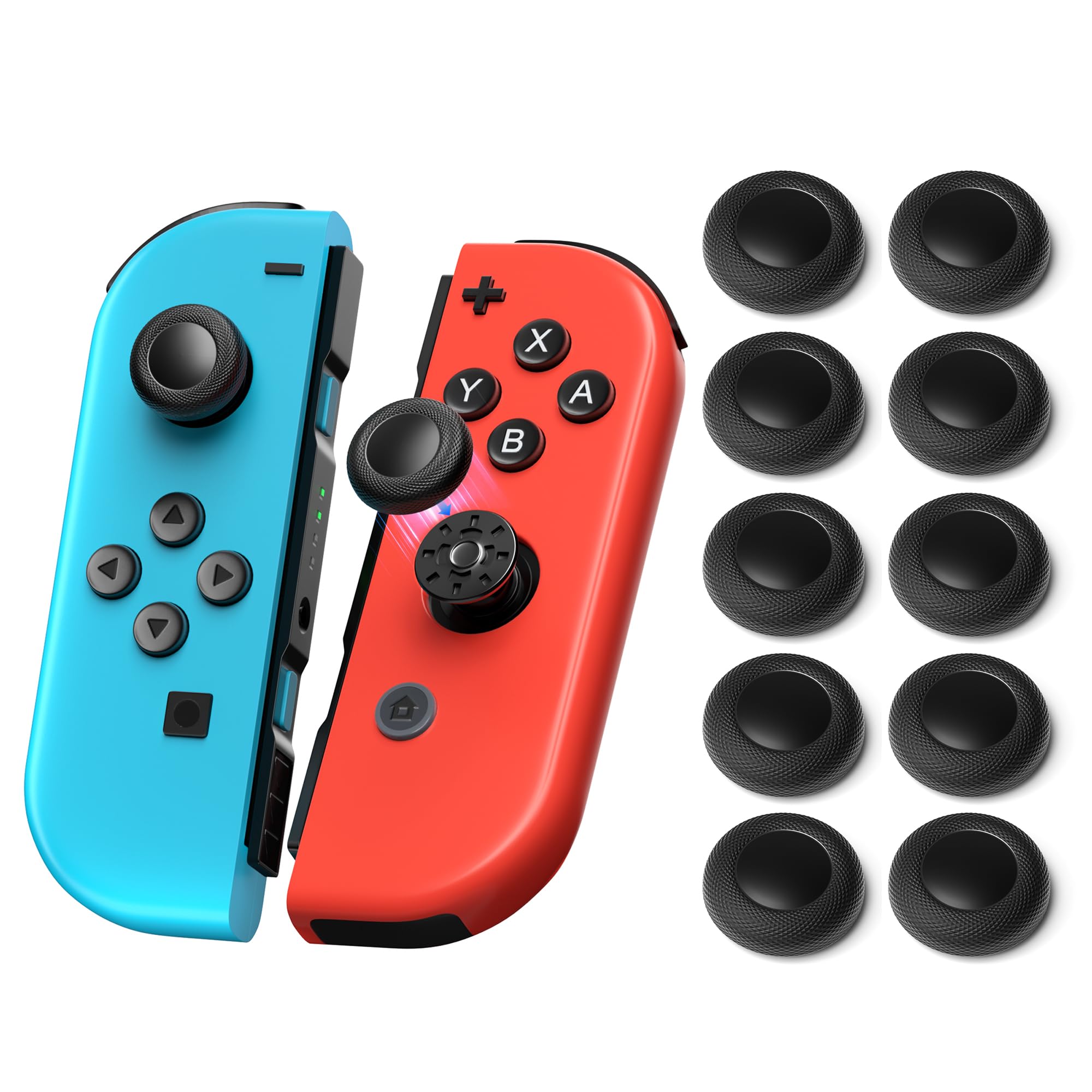 NEWDERY Zapasowe uchwyty na kciuki do Nintendo Switch/OLED/Lite | 10 szt., antypoślizgowe, tekstury diamentu, nakładki na joysticki, akcesoria naprawcze, do Nintendo Switch/OLED/Lite Joy-Con