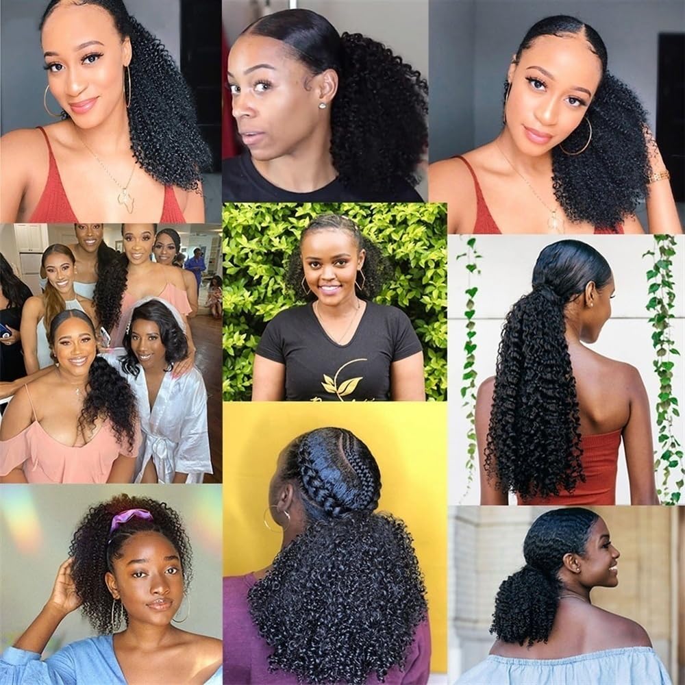 Pferdeschwanz Brasilianischer Remy-Menschenhaar-Pferdeschwanz, 20,3–66 cm, Afro-Locken, Clip-In-Extensions(22inches)