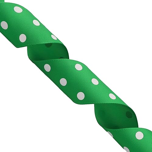 Miniatura 8 de VATIN Cinta de grogrén de lunares para manualidades, 1-12 pulgadas de ancho por carrete de 10 yardas, topacio azul con puntos blancos, uso para