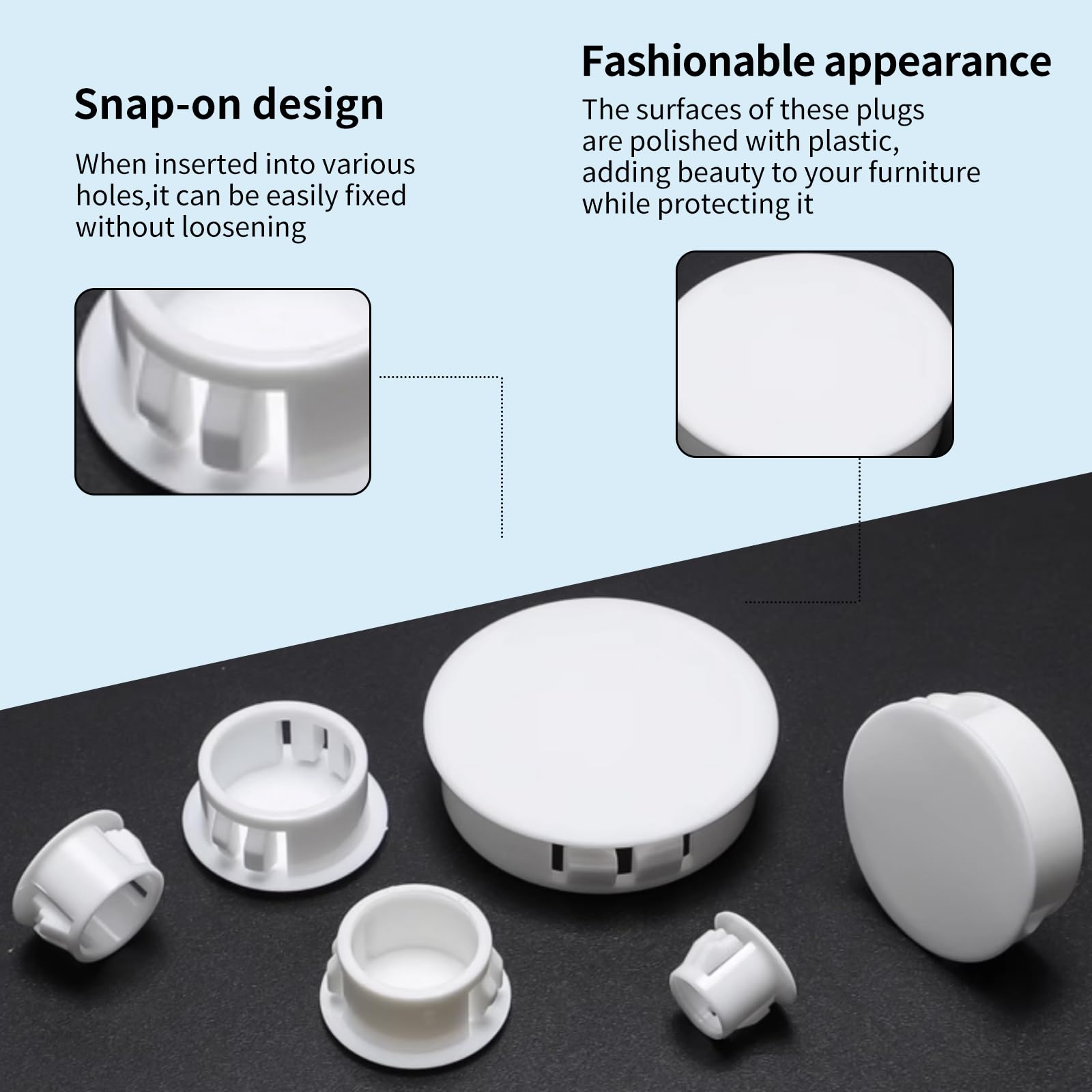 170PCS White Plastic Hole Plug Set- 7 Sizes (5-25mm) Reusable Screw Caps for Cabinets Cabinet Furniture and DIY - Image 3