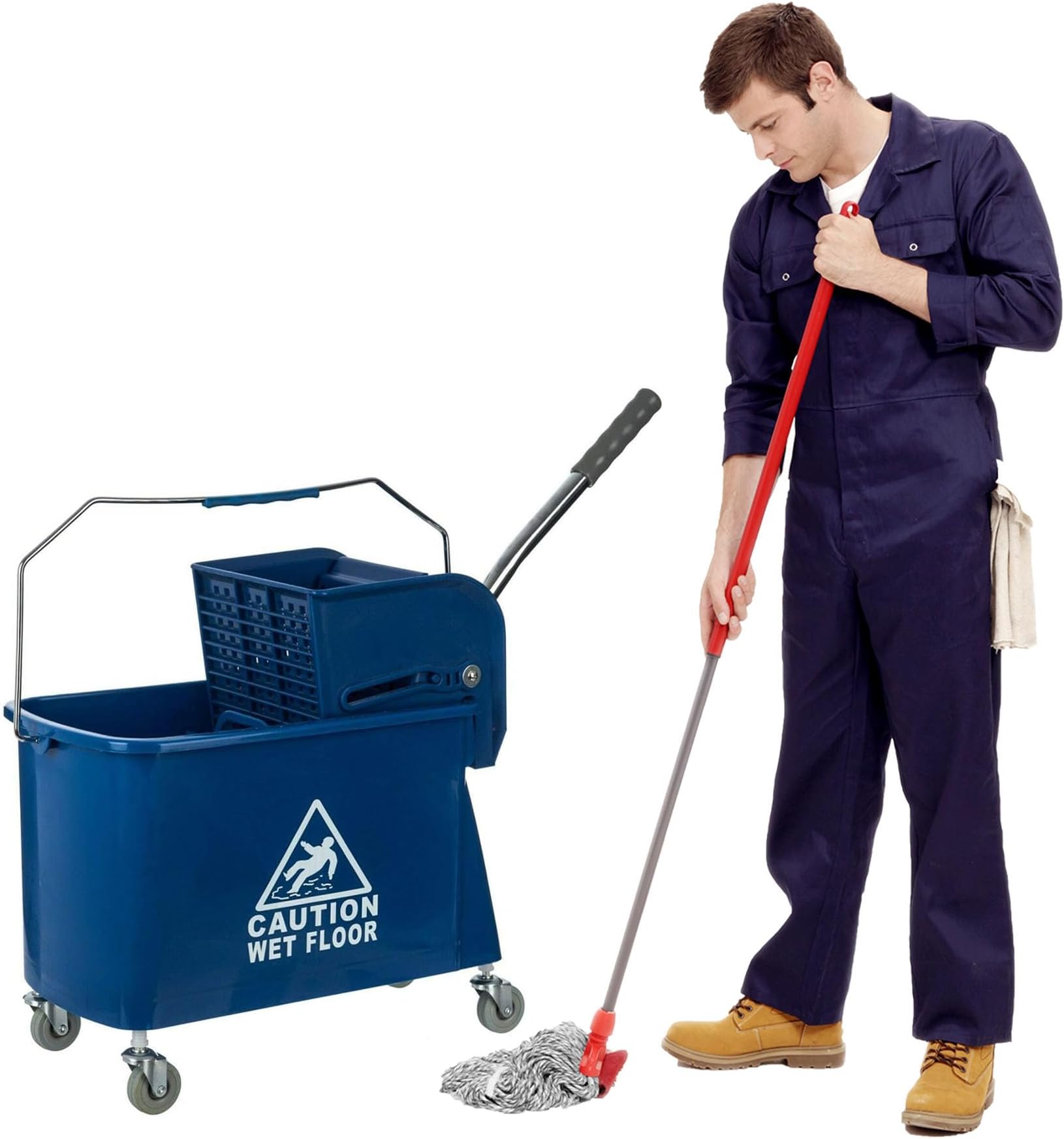 20L Industrial Mop Bucket with Wringer | Kentucky Heavy Duty Commercial Floor Cleaning for Home Kitchen Office School Restaurant | Blue