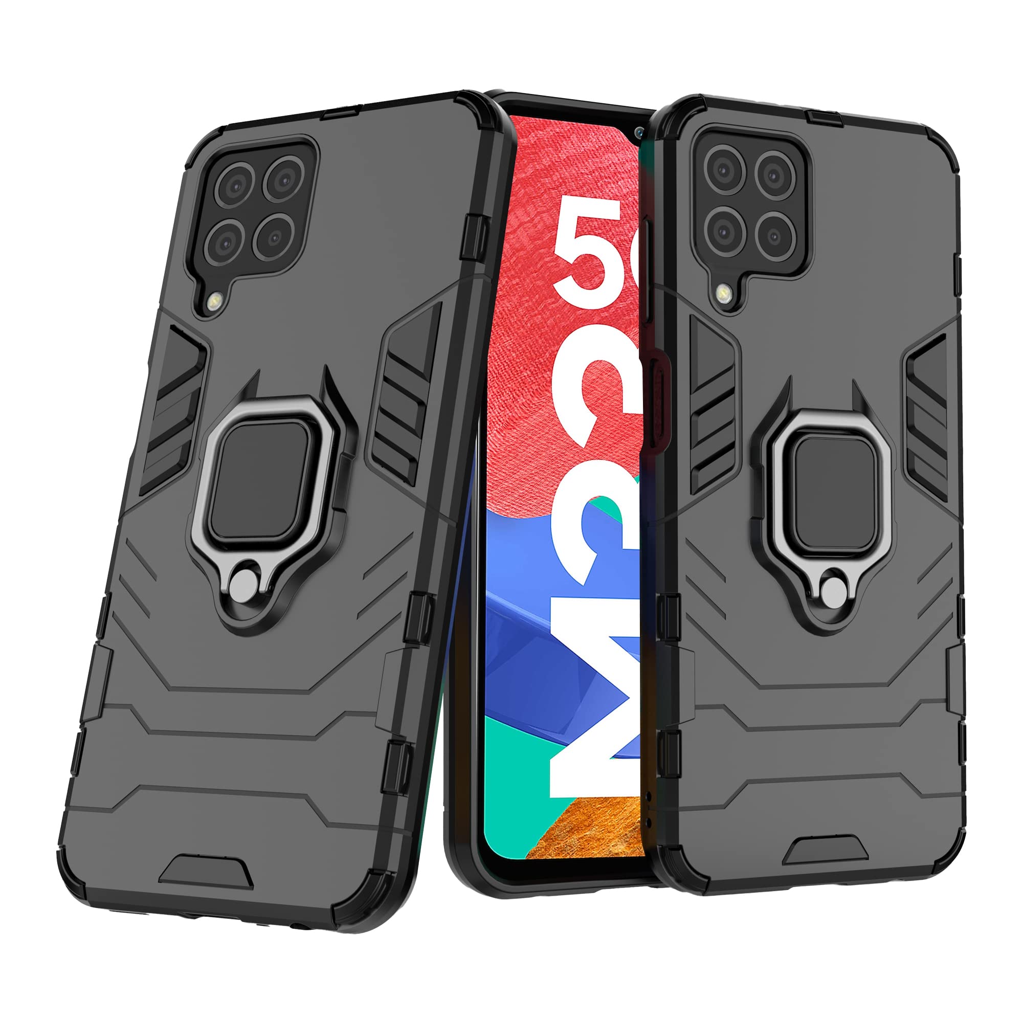 CEDO Rugged Samsung Galaxy M33 (5G) Defender Case | Rotating Ring Holder & Kickstand in-Built | Military Grade Armor | Bumper Back Cover (Black) (B0B28K463L) Amazon Price History, Amazon Price Tracker