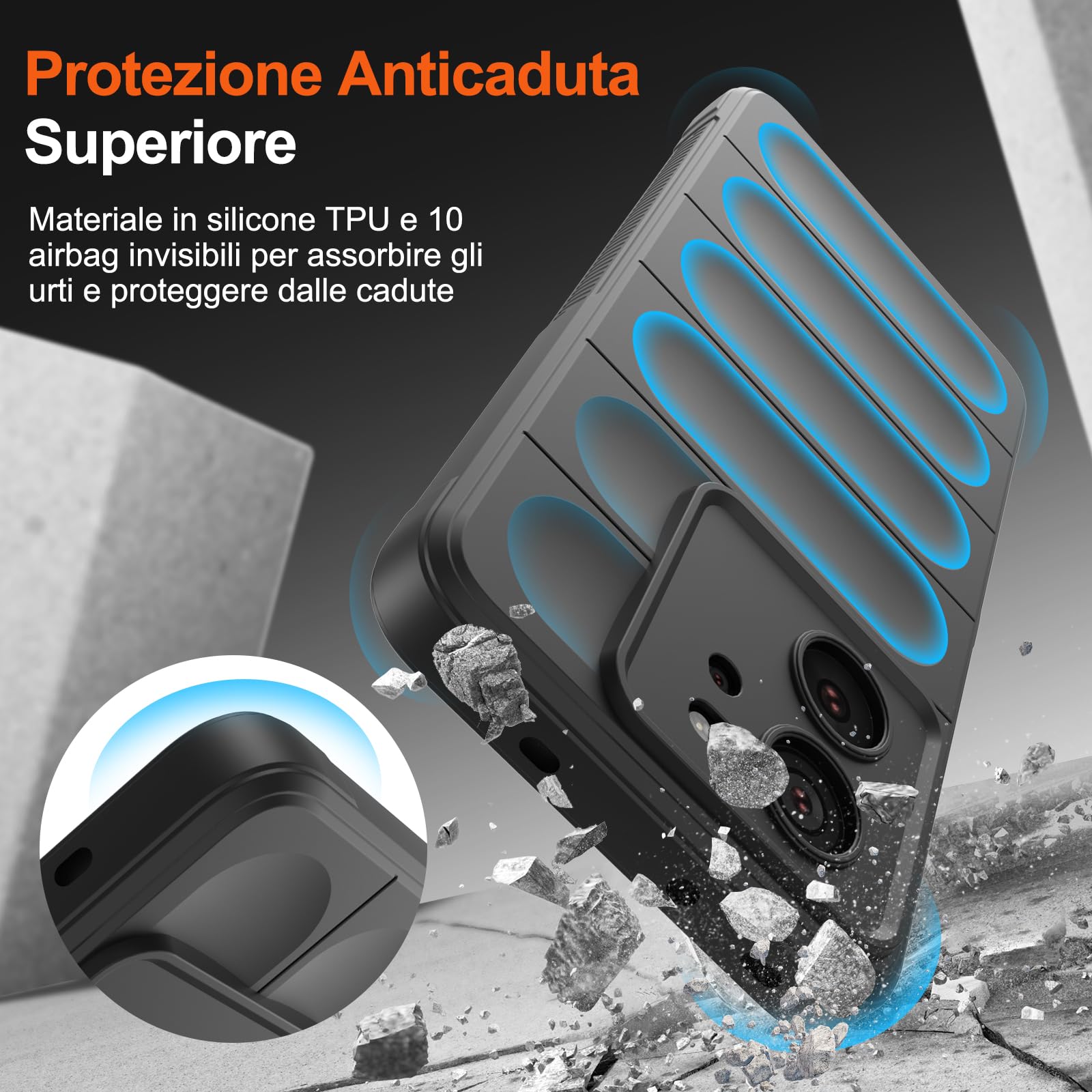 RonRun Cover Per Xiaomi 13T / 13T Pro – Custodia Antiurto In TPU Morbido Con Bordo Rialzato – Protezione Completa – Blu Scuro