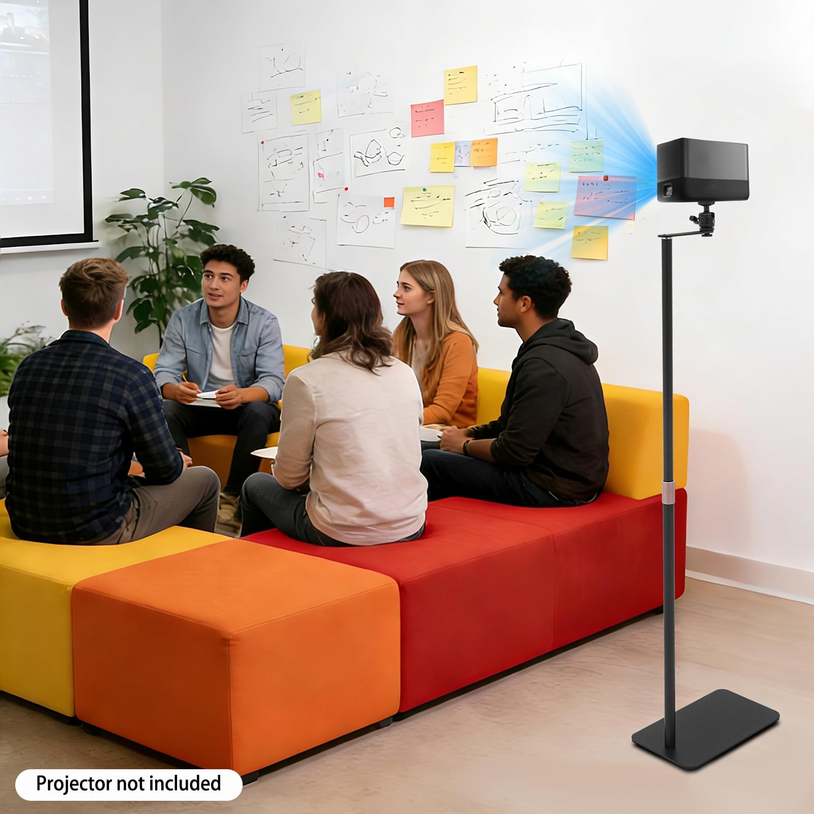 Support de projecteur réglable en hauteur de 60 à 120 cm, support de sol stable en acier au carbone avec vis de 1/4", inclinable, base lourde, pour home cinéma, bureau, projecteur, également