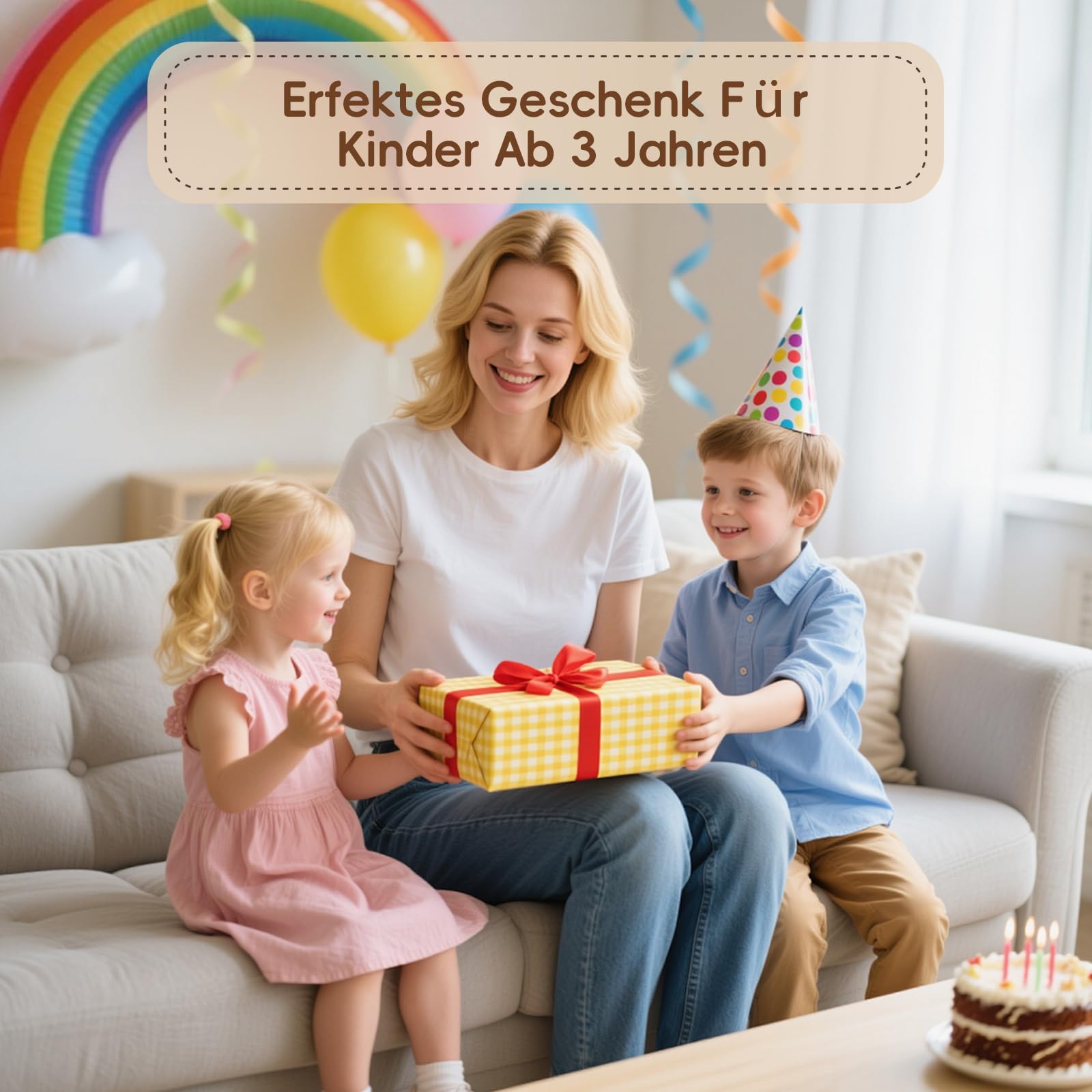 Holz Kaffeemaschine Spielzeug für Kinder, Montessori Espresso Maschine zum Rollenspiel mit Kaffeetassen und Desserts, Kinderküche Spielzeug, Geschenk für Jungen & Mädchen