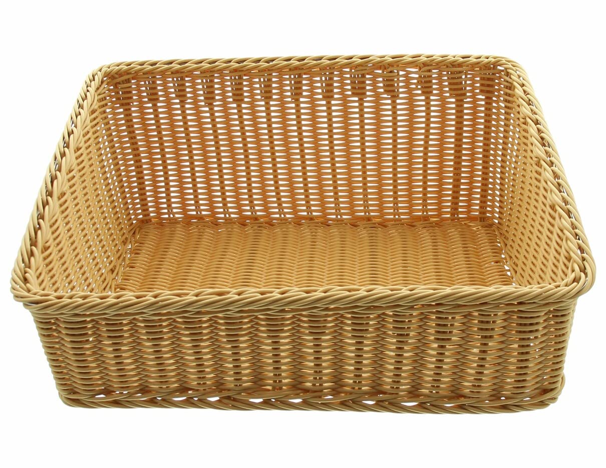 Auslagekorb aus Poly-Rattan, rechteckig, 50x40 cm, Brotkorb, Buffetkorb, Servierkorb, Obstkorb, Gemüsekorb, Aufbewahrungskorb, Regalkorb