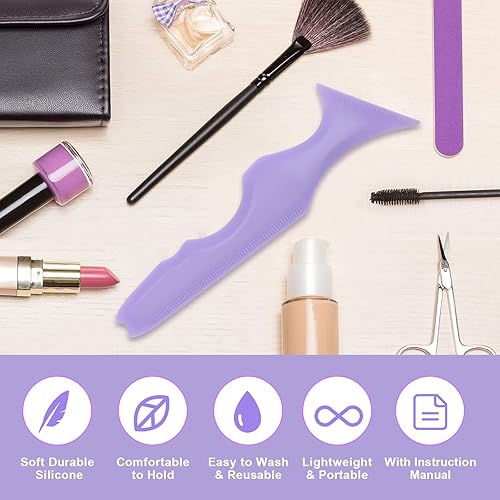 Miniatura 2 de Catcan Plantillas delineador de ojos 5 en 1 para ojos, herramienta multifuncional delineador de ojos, herramienta reutilizable de silicona para