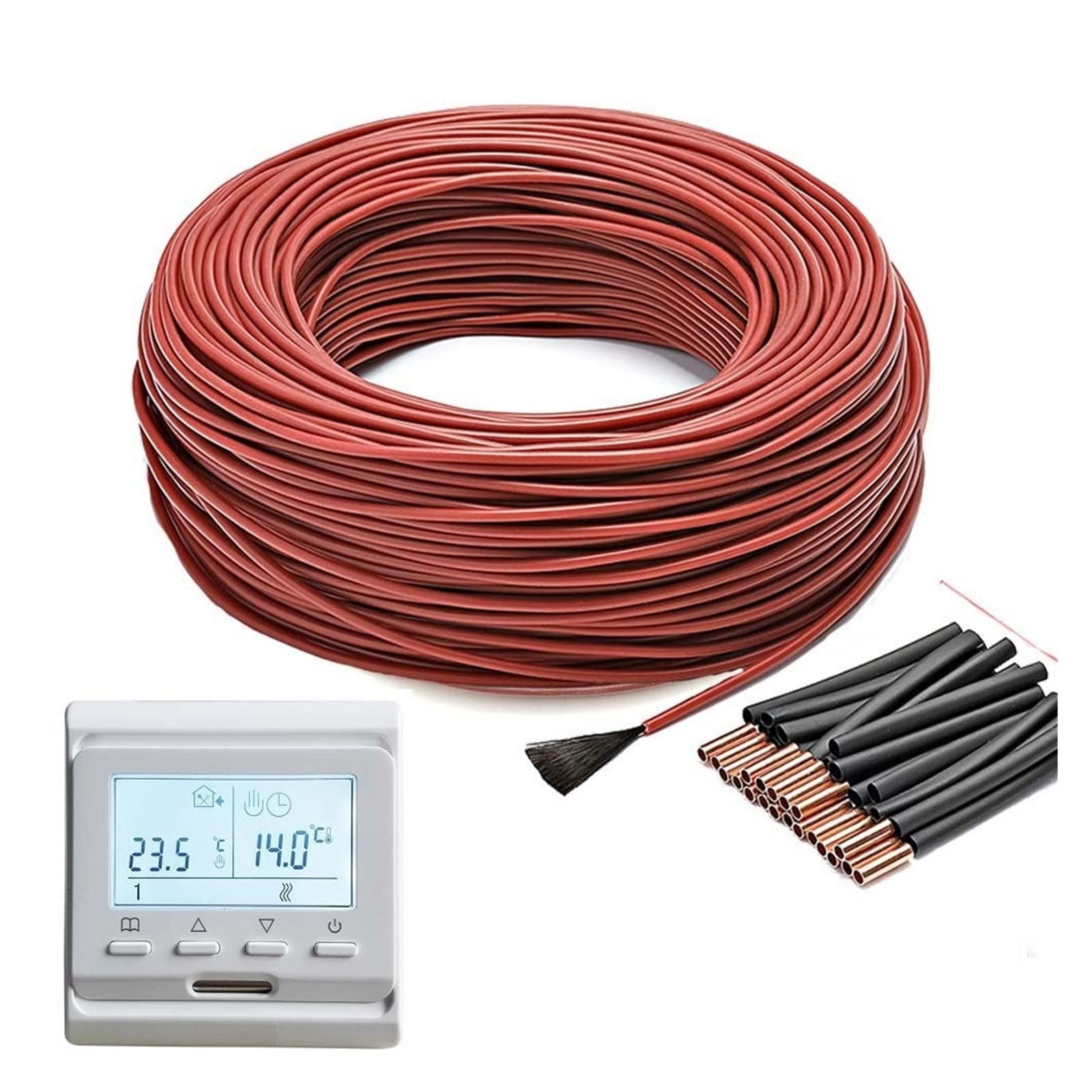 Kabel grzewczy 50m12K 33ohm System ogrzewania podłogowego Cewka grzewcza Kabel grzewczy z termostatem czujnika temperatury Wifi perfection (Color : 50m and M6 706)
